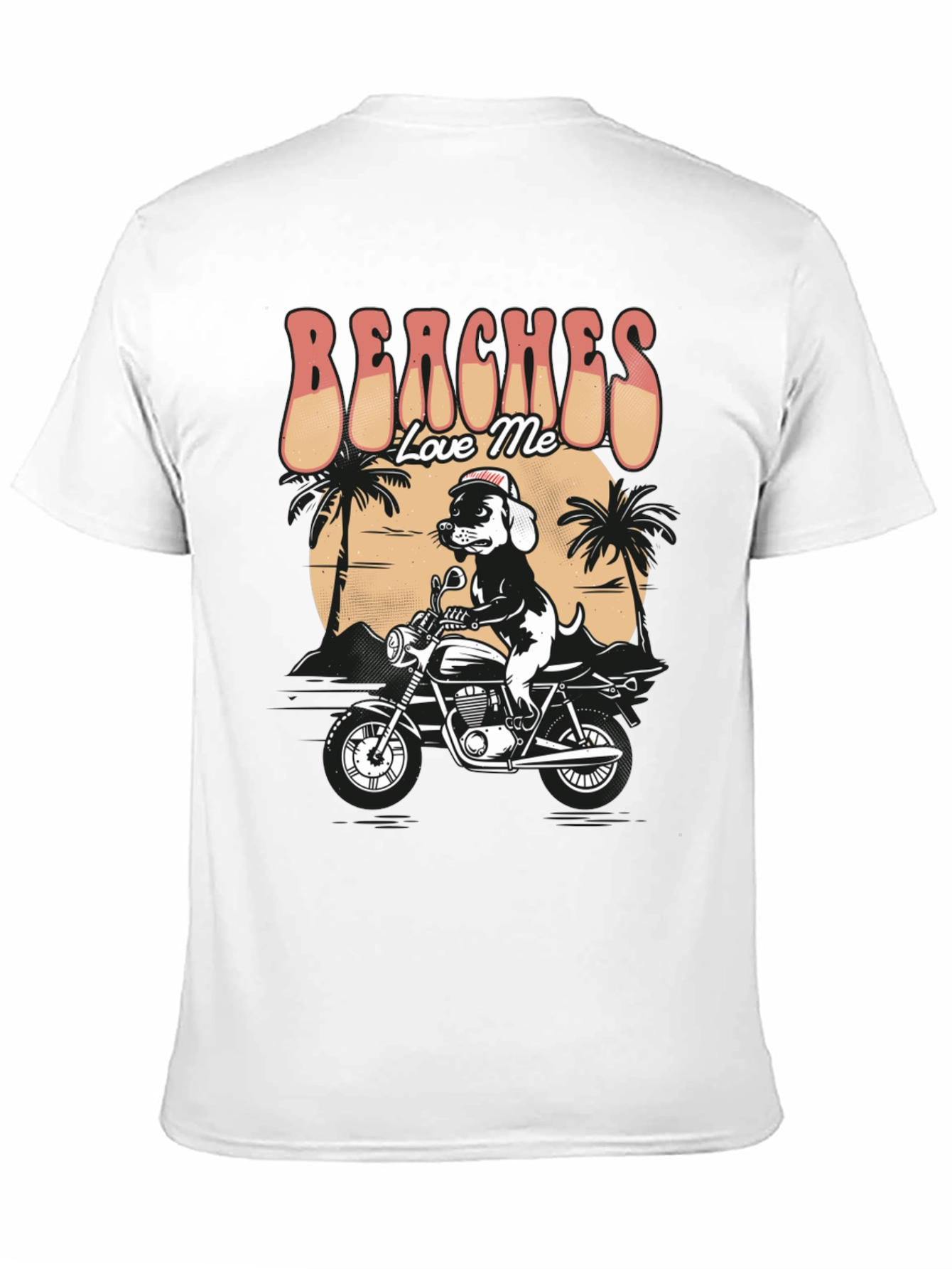 Beaches Love Me Dog on Motorcycle Graphic T-Shirt