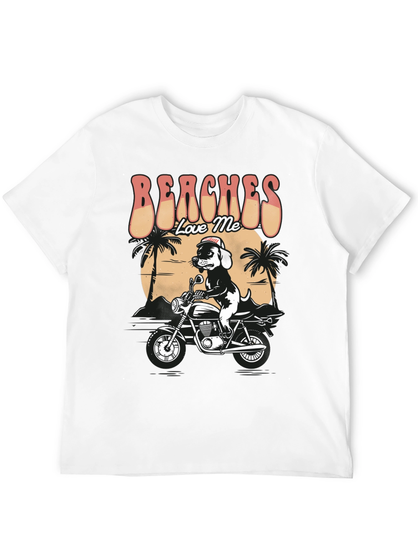 Beaches Love Me Dog on Motorcycle Graphic T-Shirt