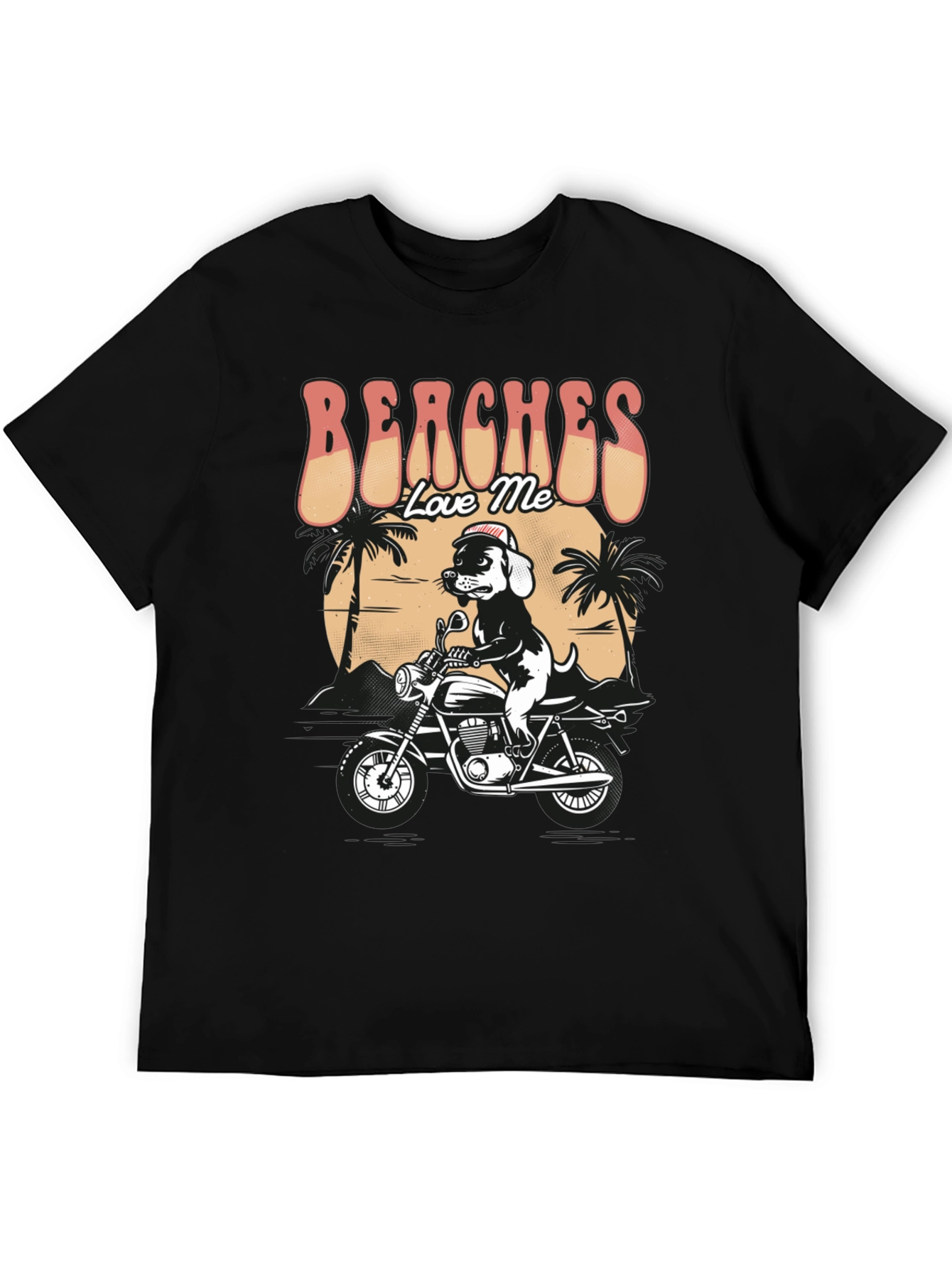 Beaches Love Me Dog on Motorcycle Graphic T-Shirt