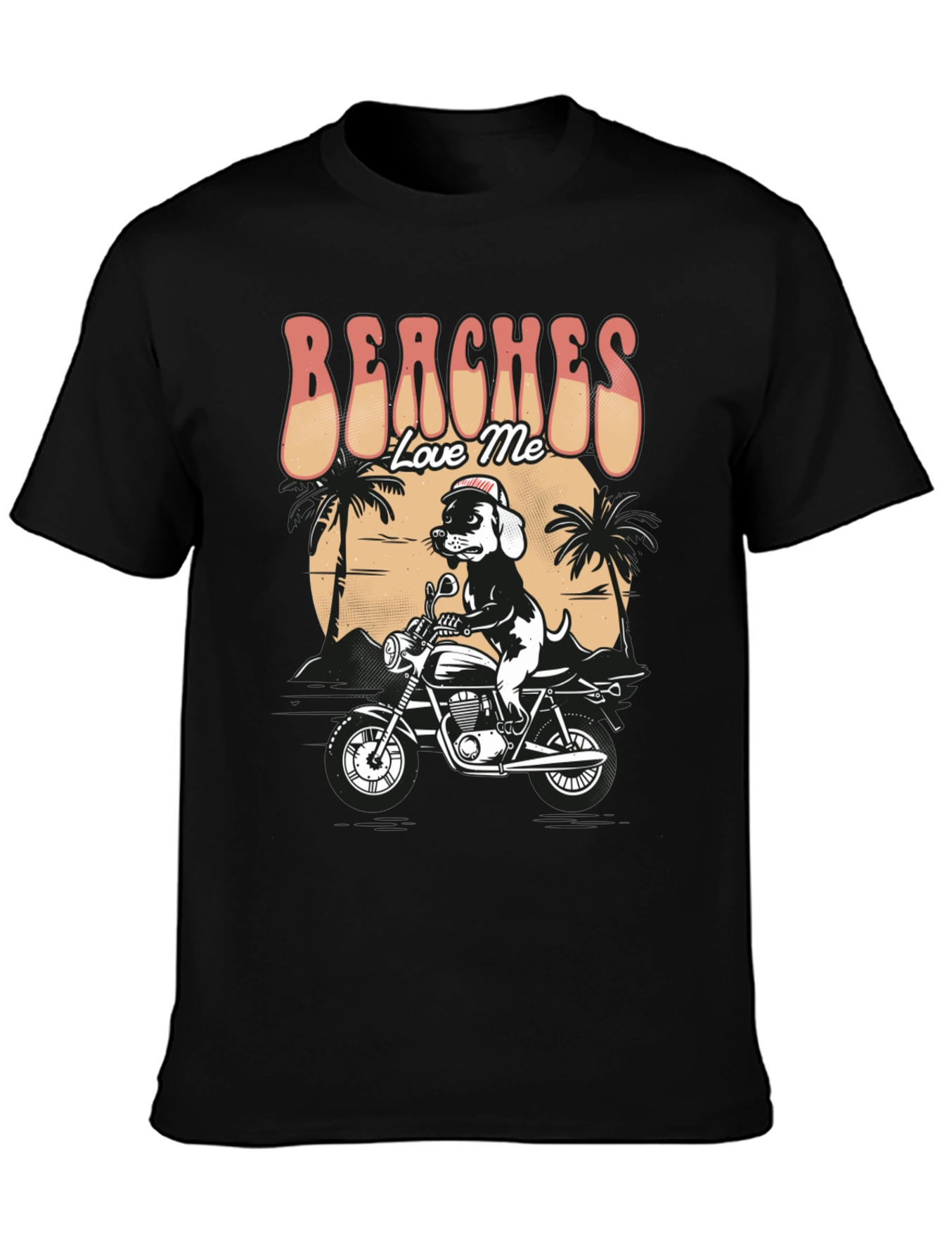 Beaches Love Me Dog on Motorcycle Graphic T-Shirt