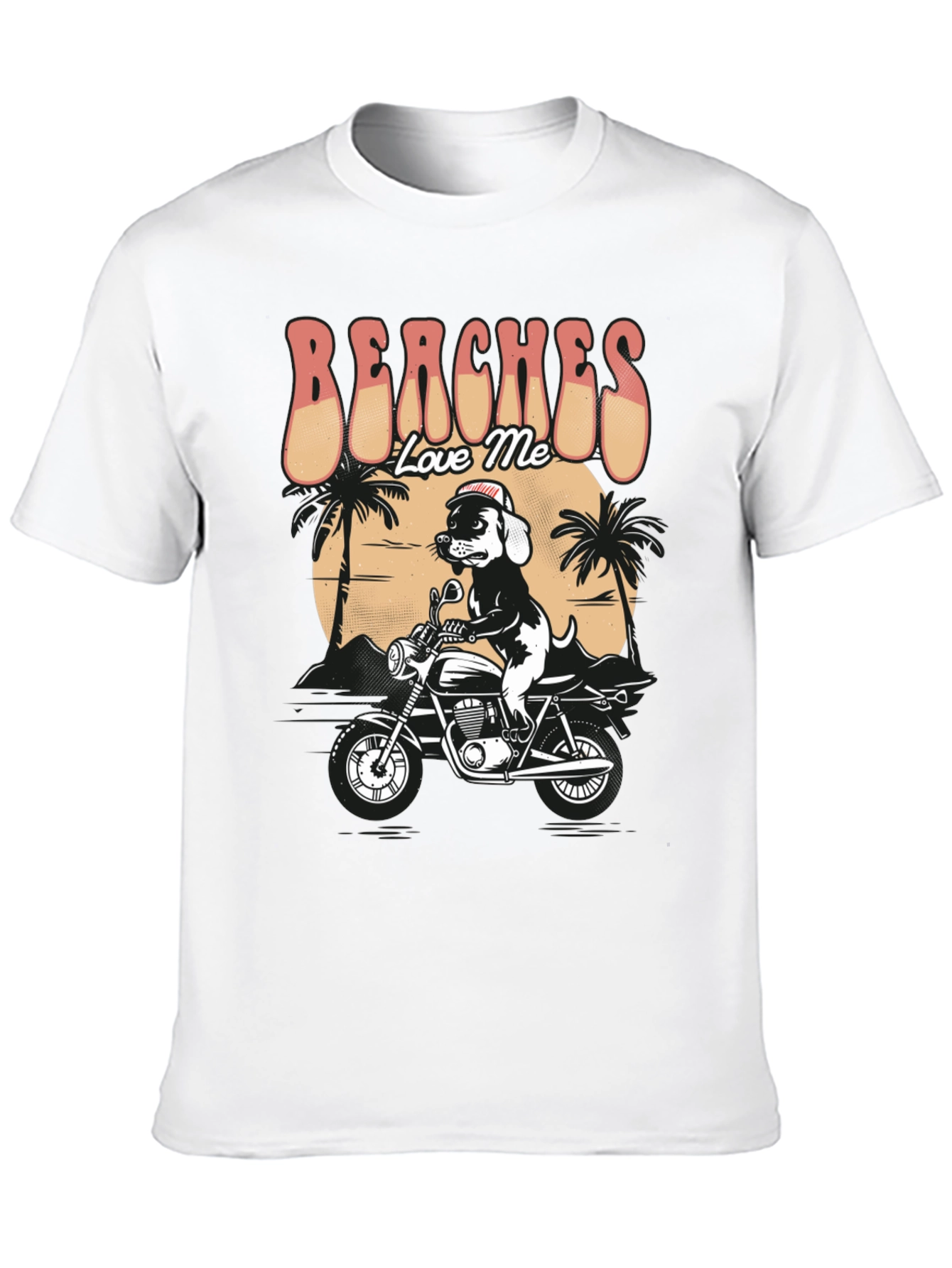 Beaches Love Me Dog on Motorcycle Graphic T-Shirt