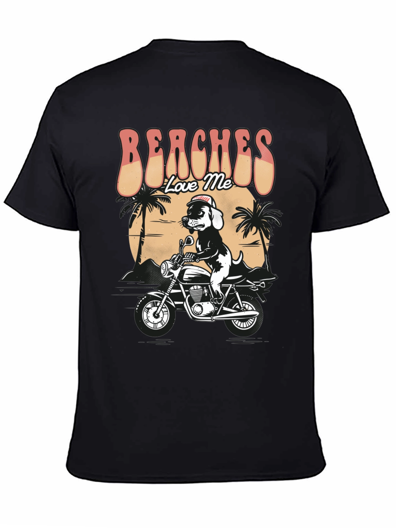 Beaches Love Me Dog on Motorcycle Graphic T-Shirt