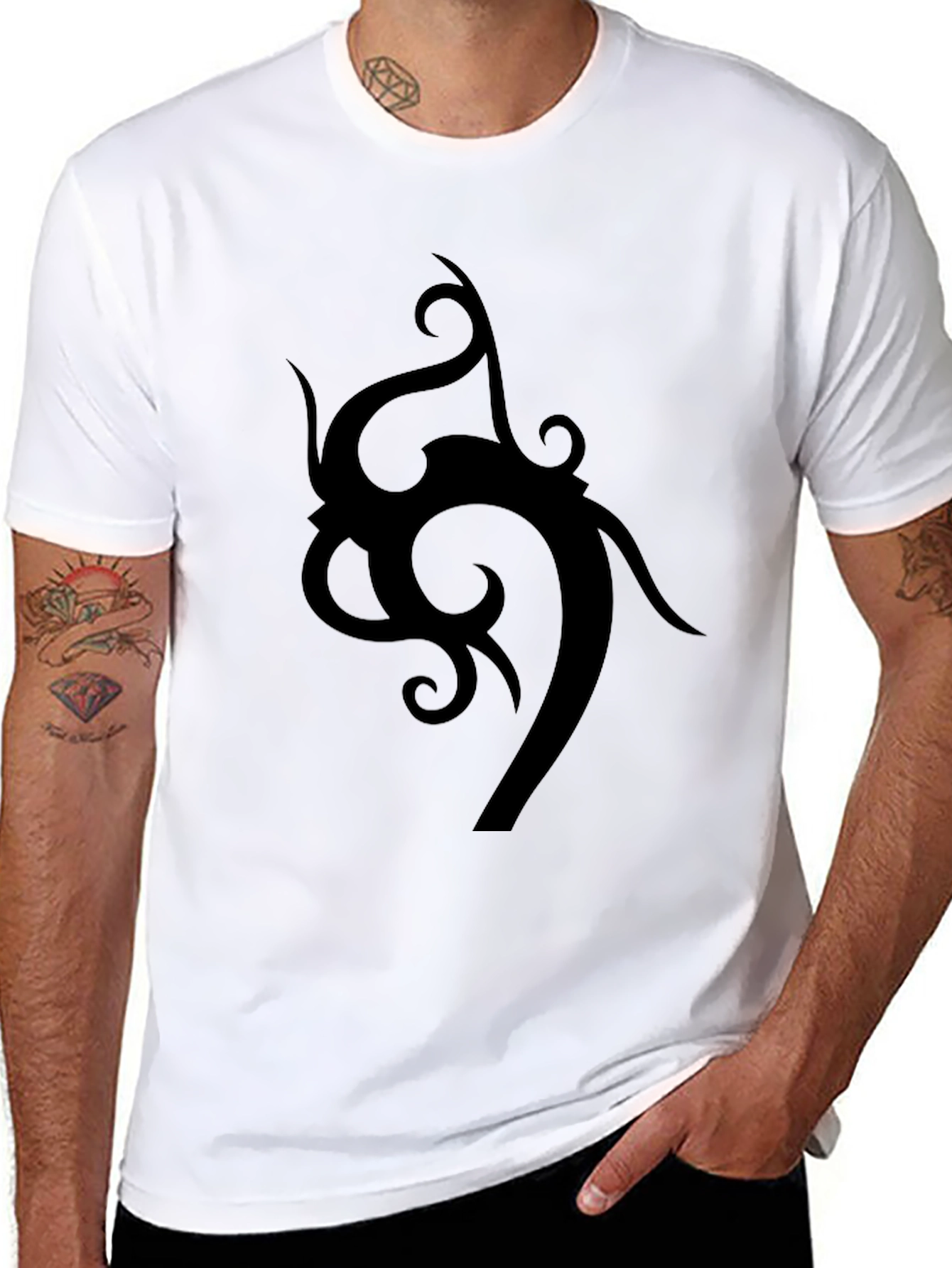 Tribal Design Black T-Shirt - Stylish Mens Tee