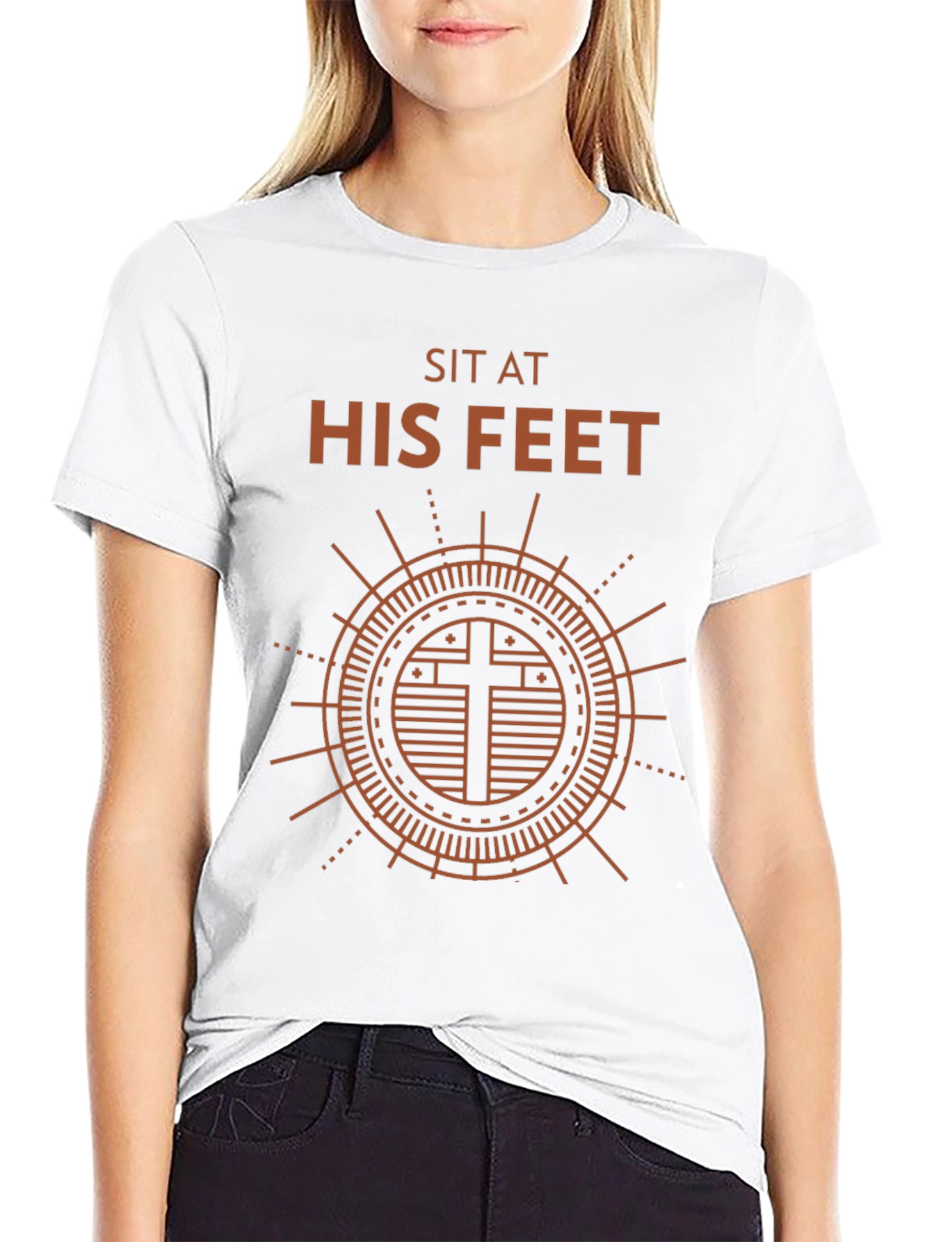 Sit at His Feet Graphic Tee - Religious Shirt