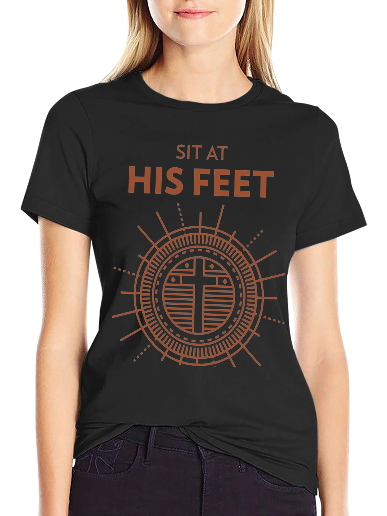 Sit at His Feet Graphic Tee - Religious Shirt