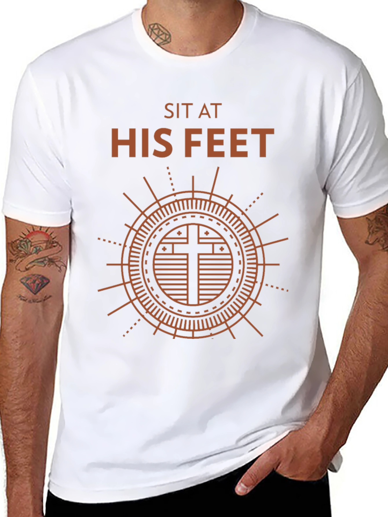 Sit at His Feet Graphic Tee - Religious Shirt