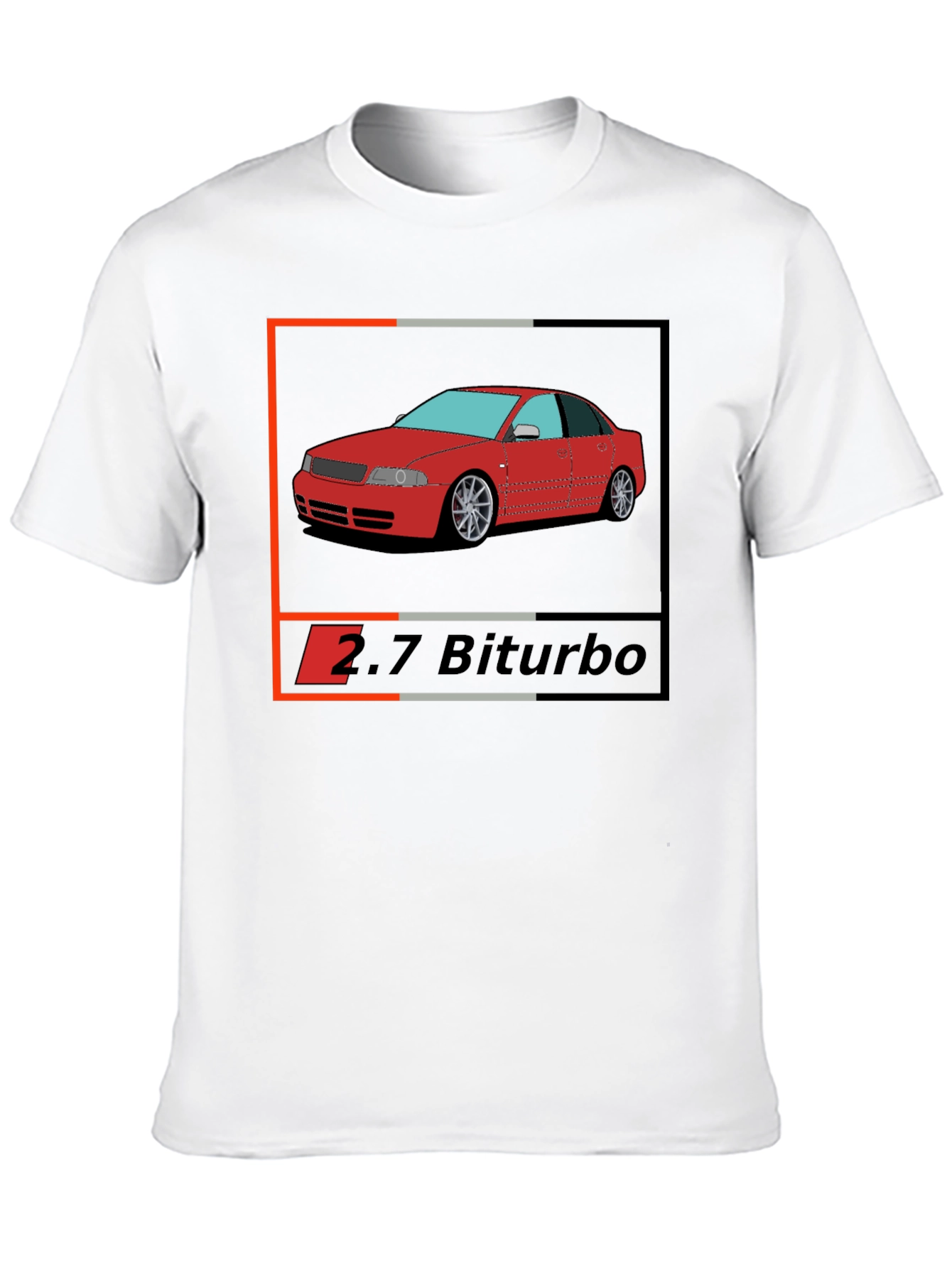 Audi 2.7 Biturbo Car Graphic Black T-Shirt