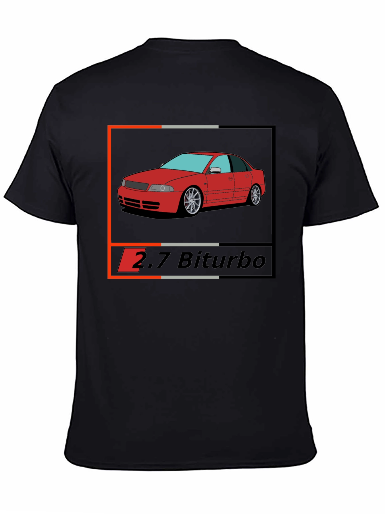 Audi 2.7 Biturbo Car Graphic Black T-Shirt