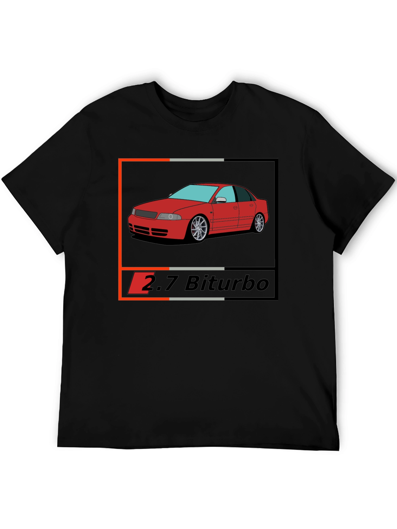 Audi 2.7 Biturbo Car Graphic Black T-Shirt