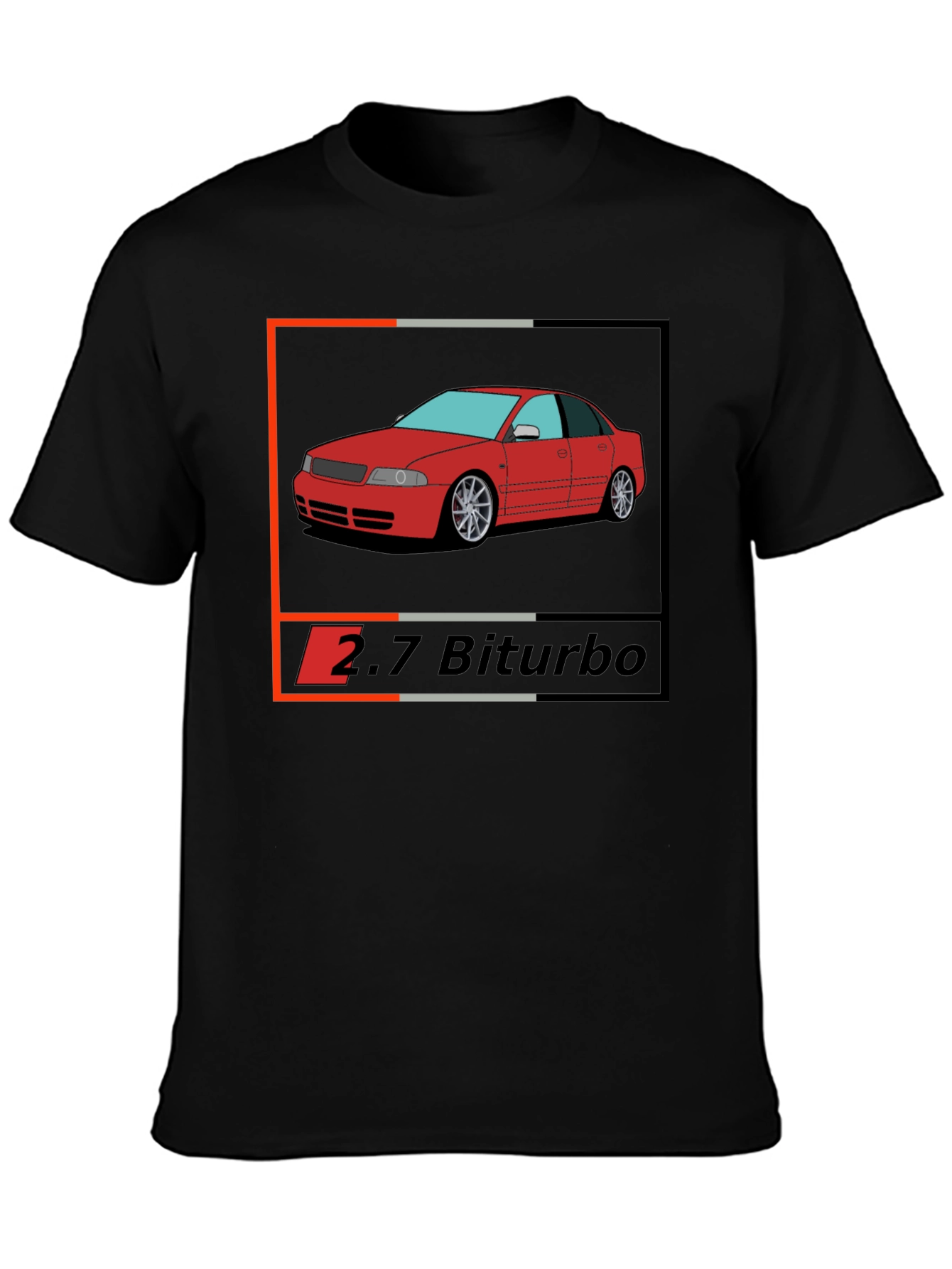 Audi 2.7 Biturbo Car Graphic Black T-Shirt