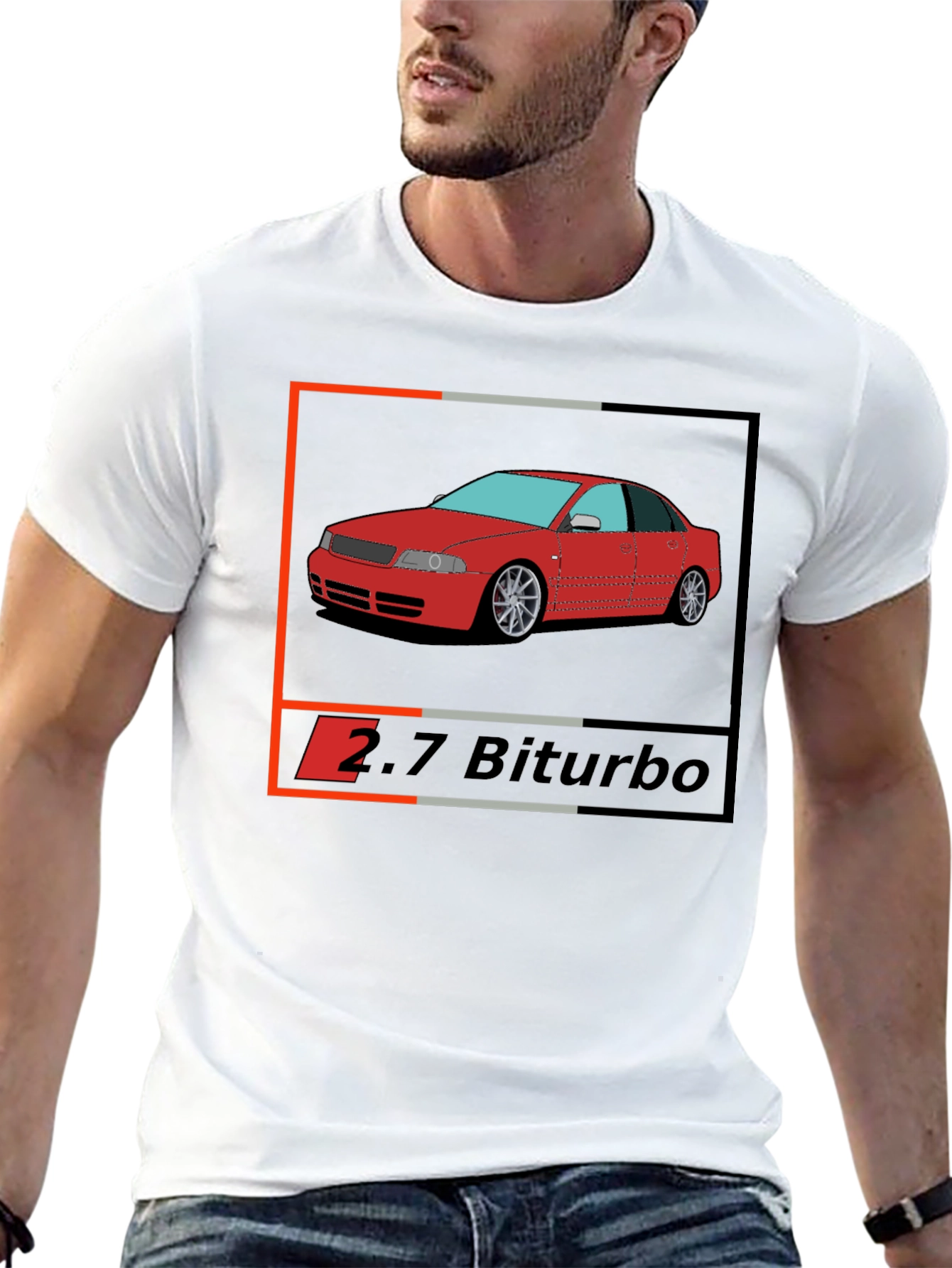 Audi 2.7 Biturbo Car Graphic Black T-Shirt