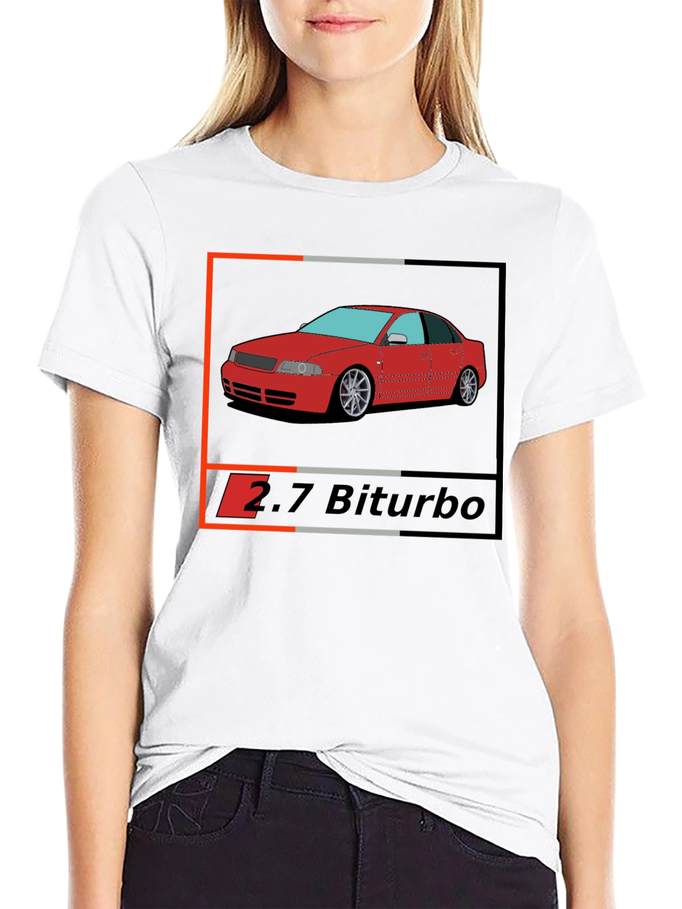 Audi 2.7 Biturbo Car Graphic Black T-Shirt