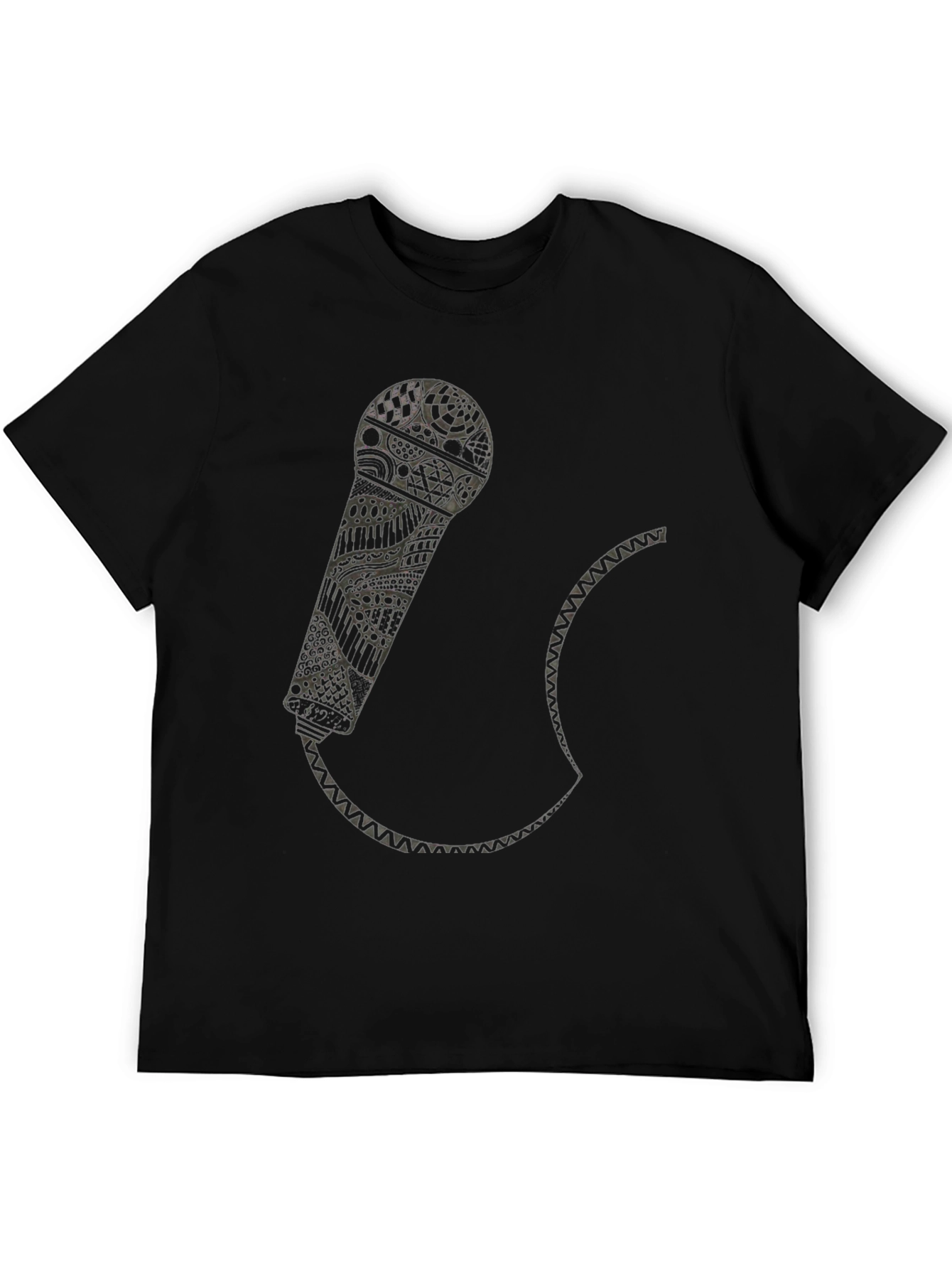 Abstract Microphone Graphic Tee - Black