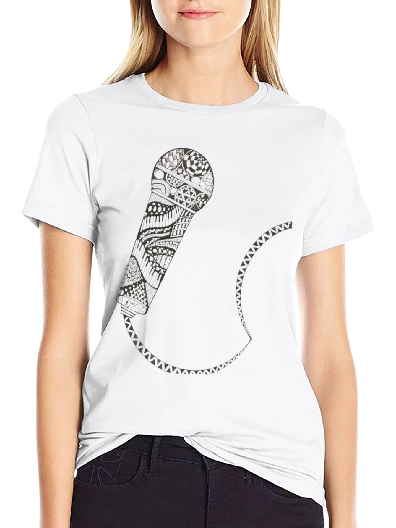 Abstract Microphone Graphic Tee - Black