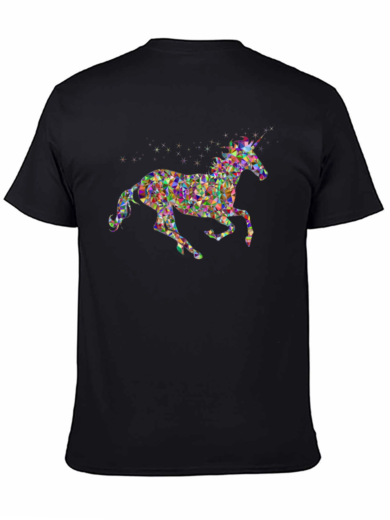 Geometric Unicorn Graphic Tee - Black