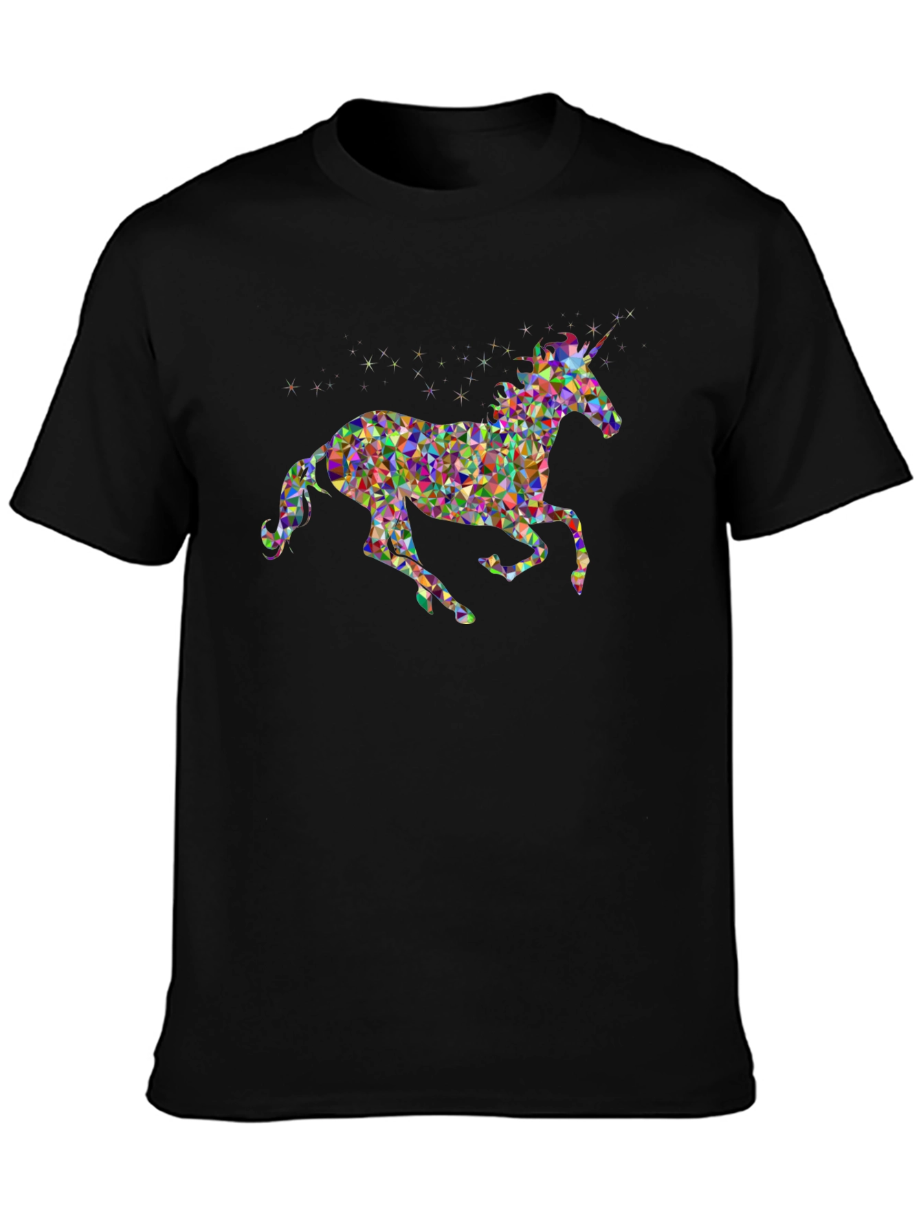 Geometric Unicorn Graphic Tee - Black