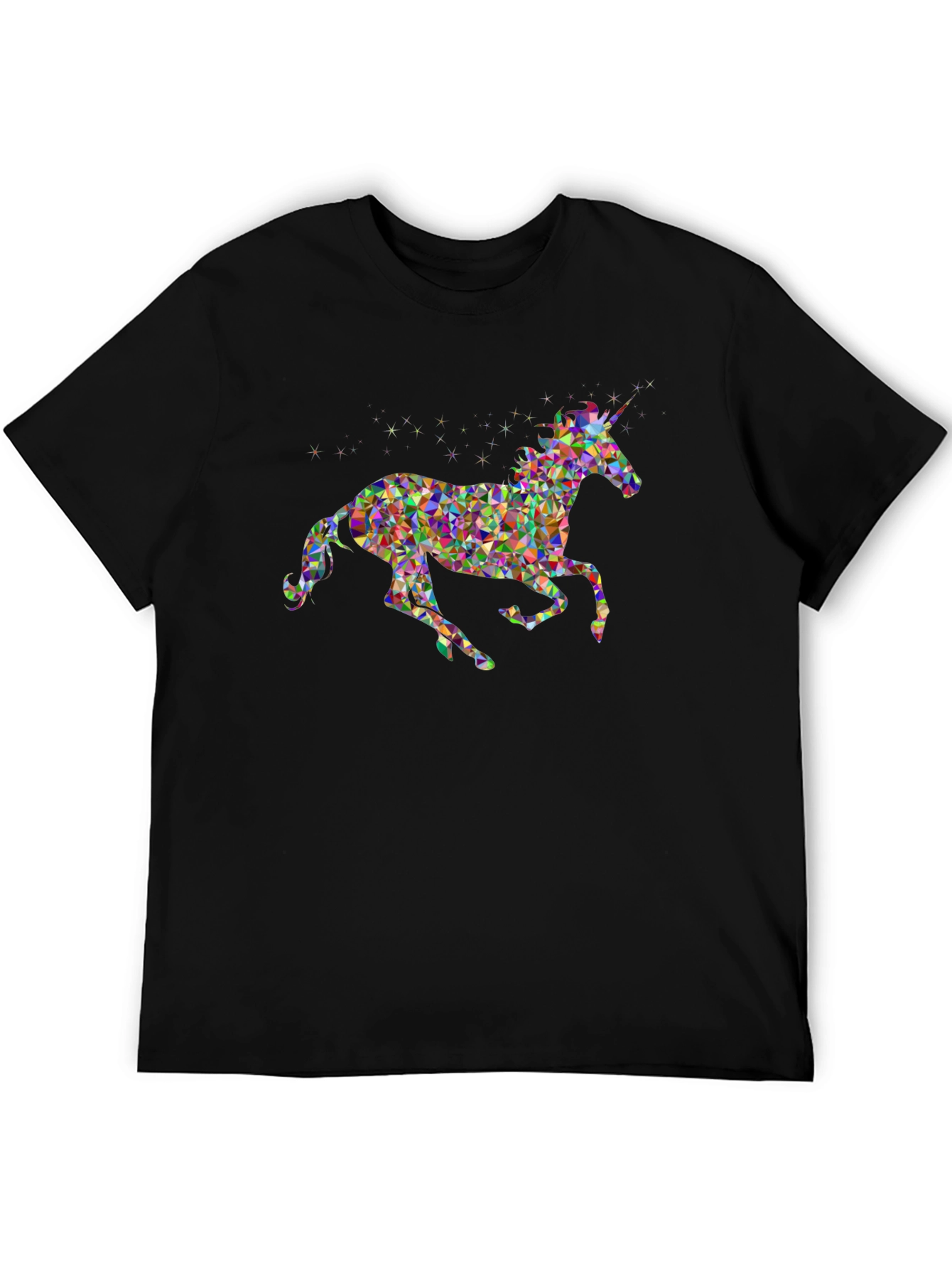 Geometric Unicorn Graphic Tee - Black