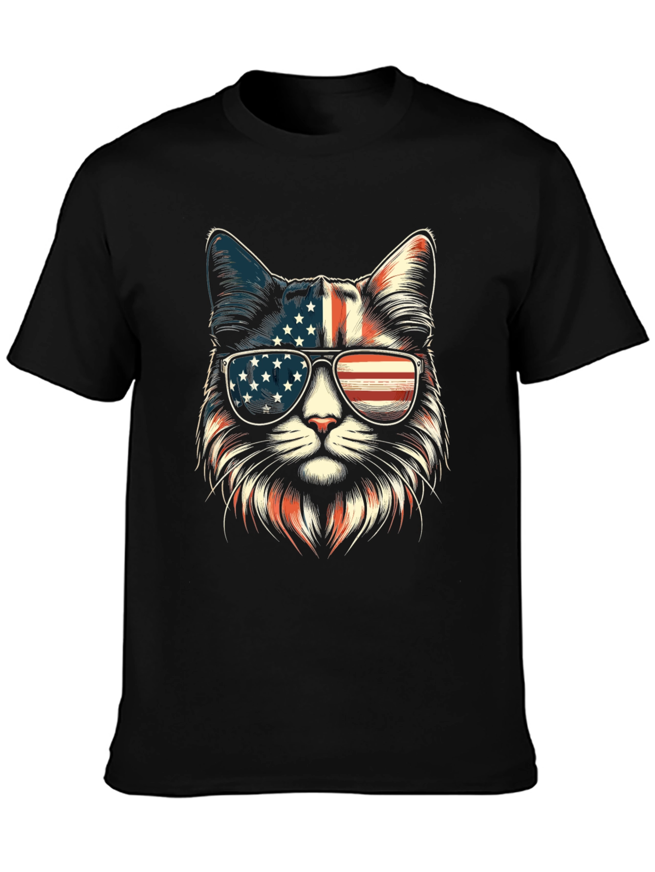 Patriotic Cat Sunglasses T-Shirt