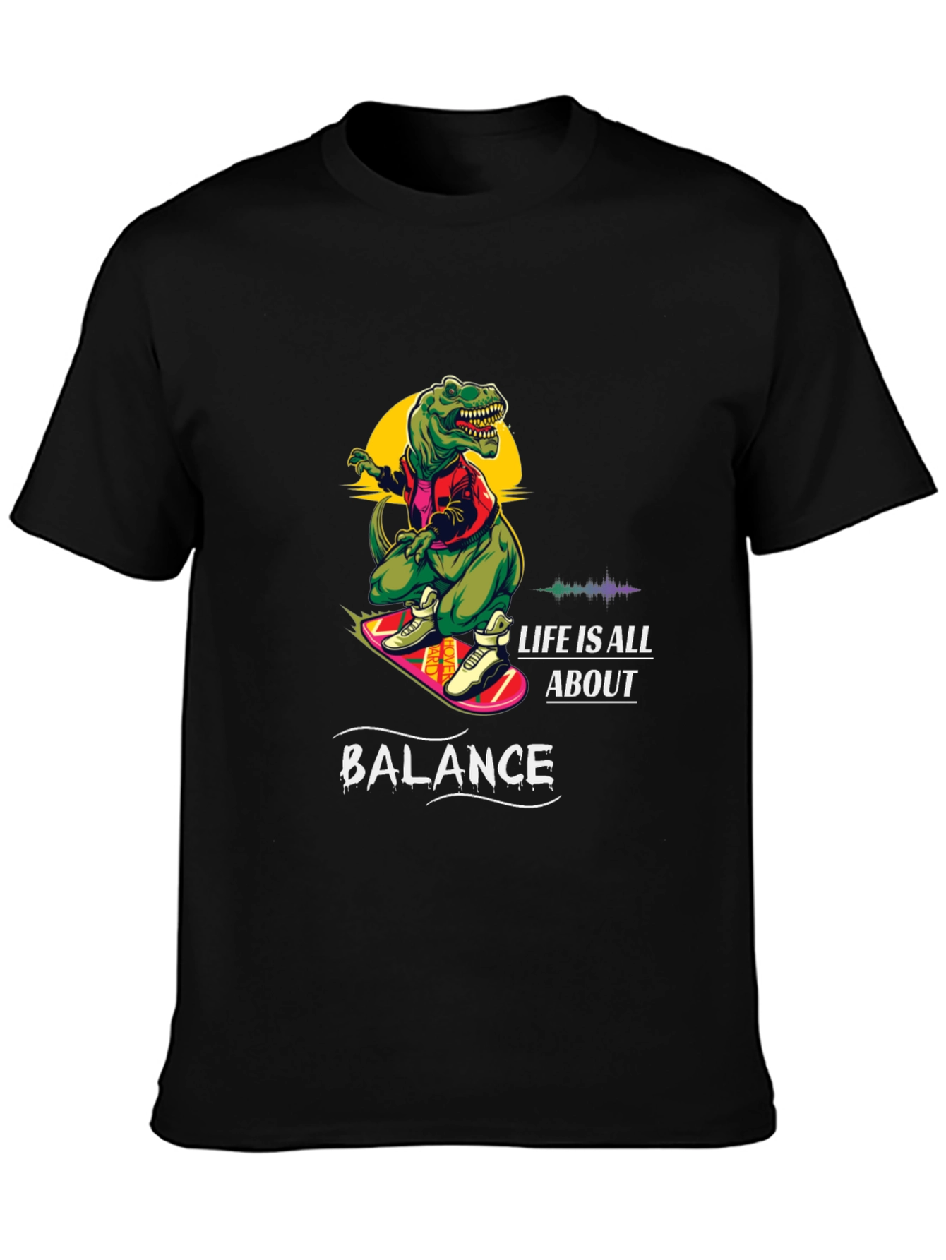 Dino Skateboard T-Shirt - Life is All About Balance