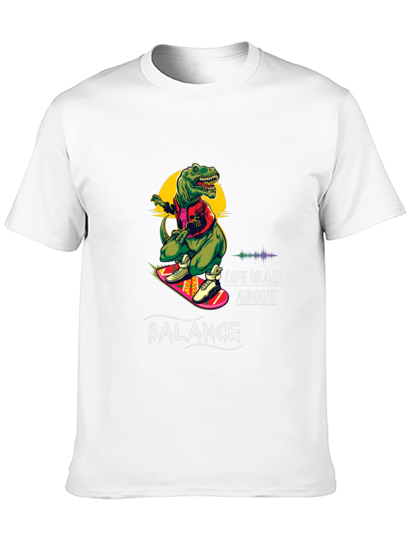 Dino Skateboard T-Shirt - Life is All About Balance