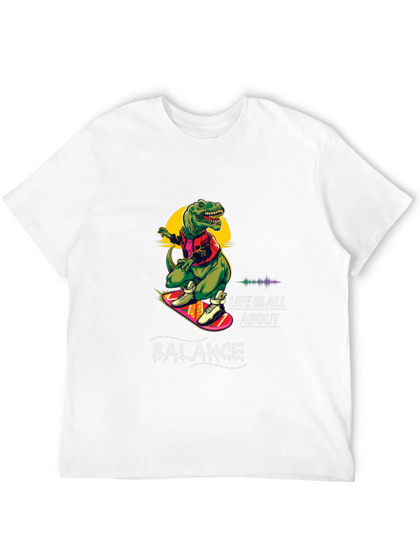 Dino Skateboard T-Shirt - Life is All About Balance