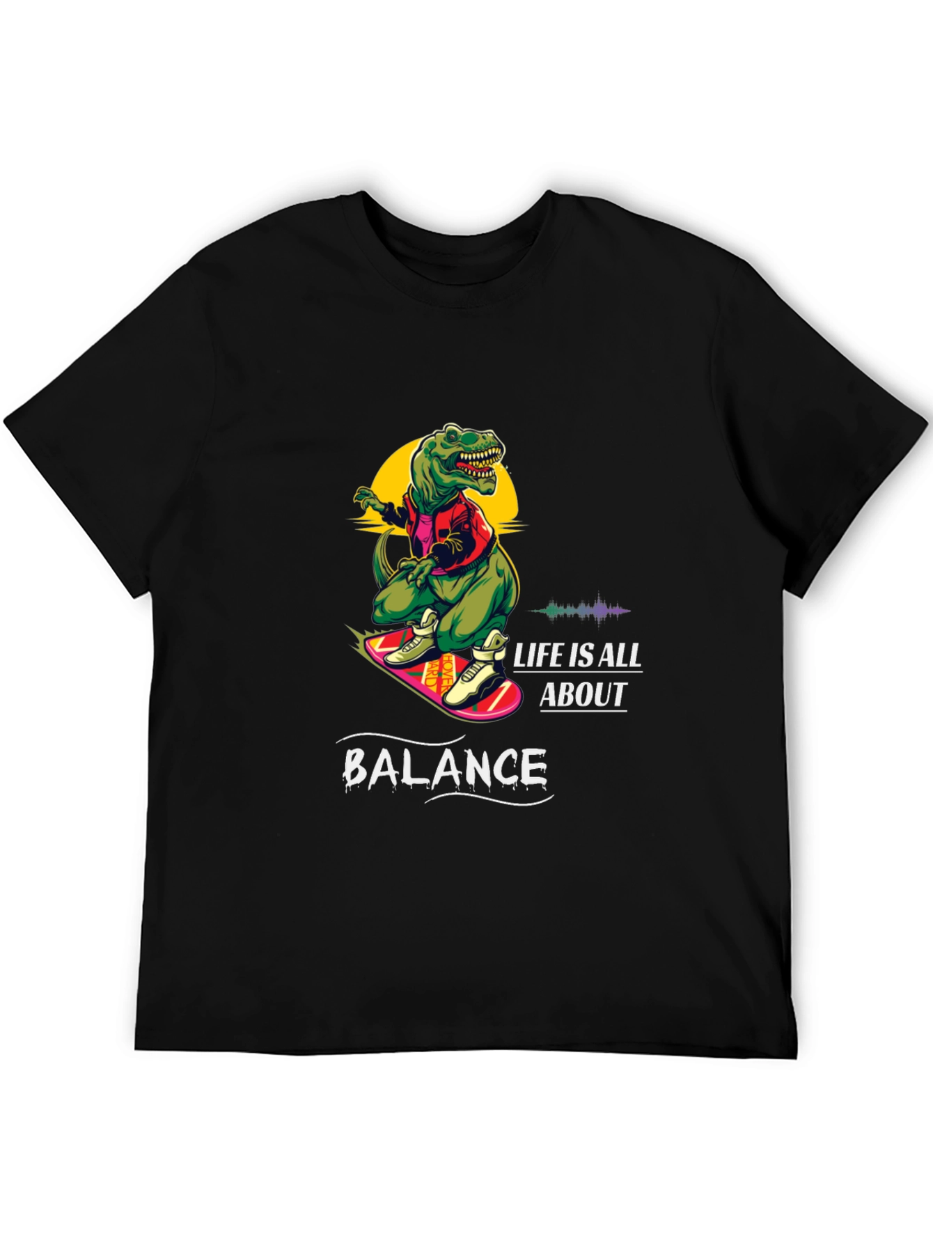Dino Skateboard T-Shirt - Life is All About Balance