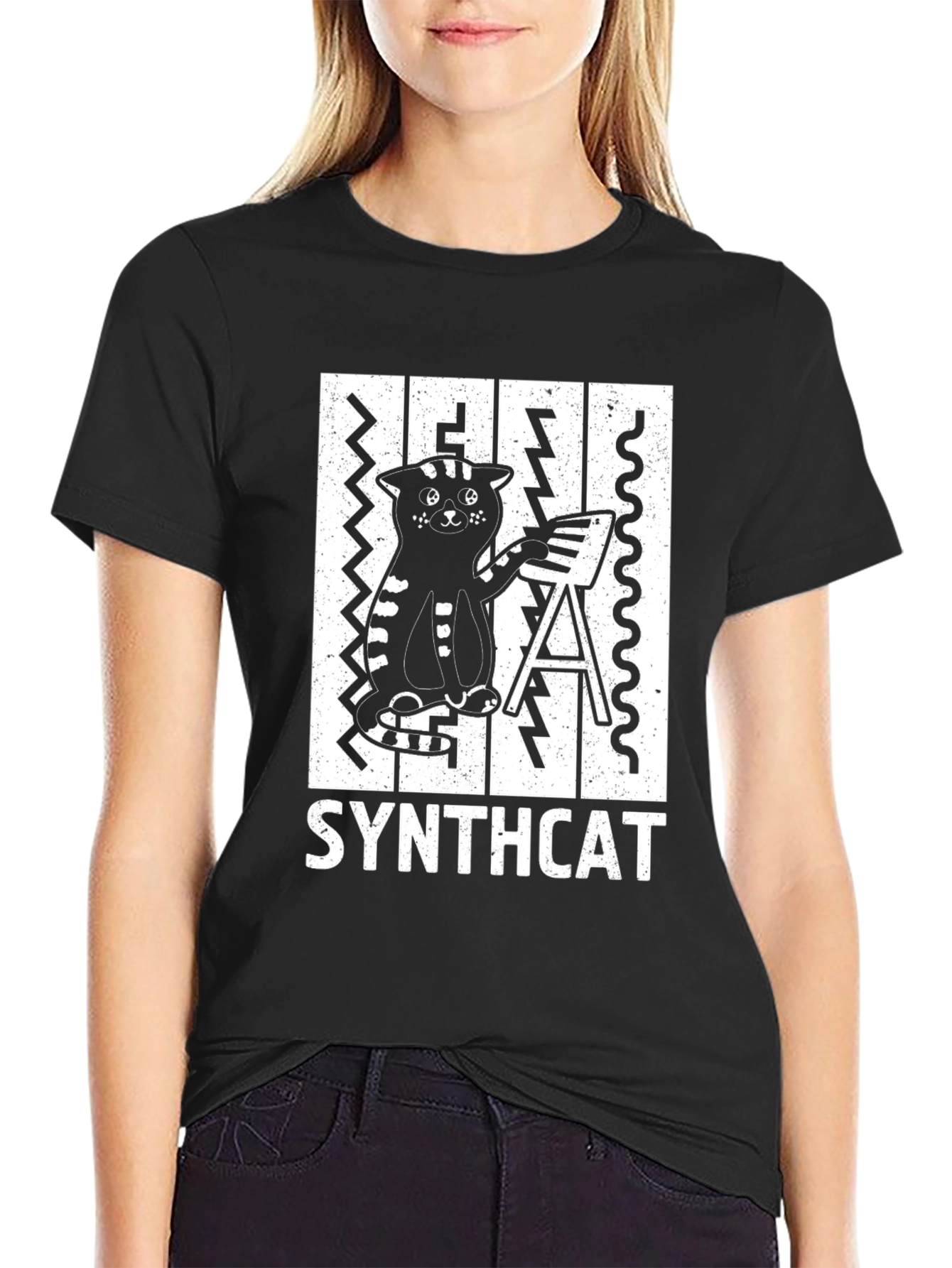 Synthcat Graphic T-Shirt - Cool Music Lover Tee