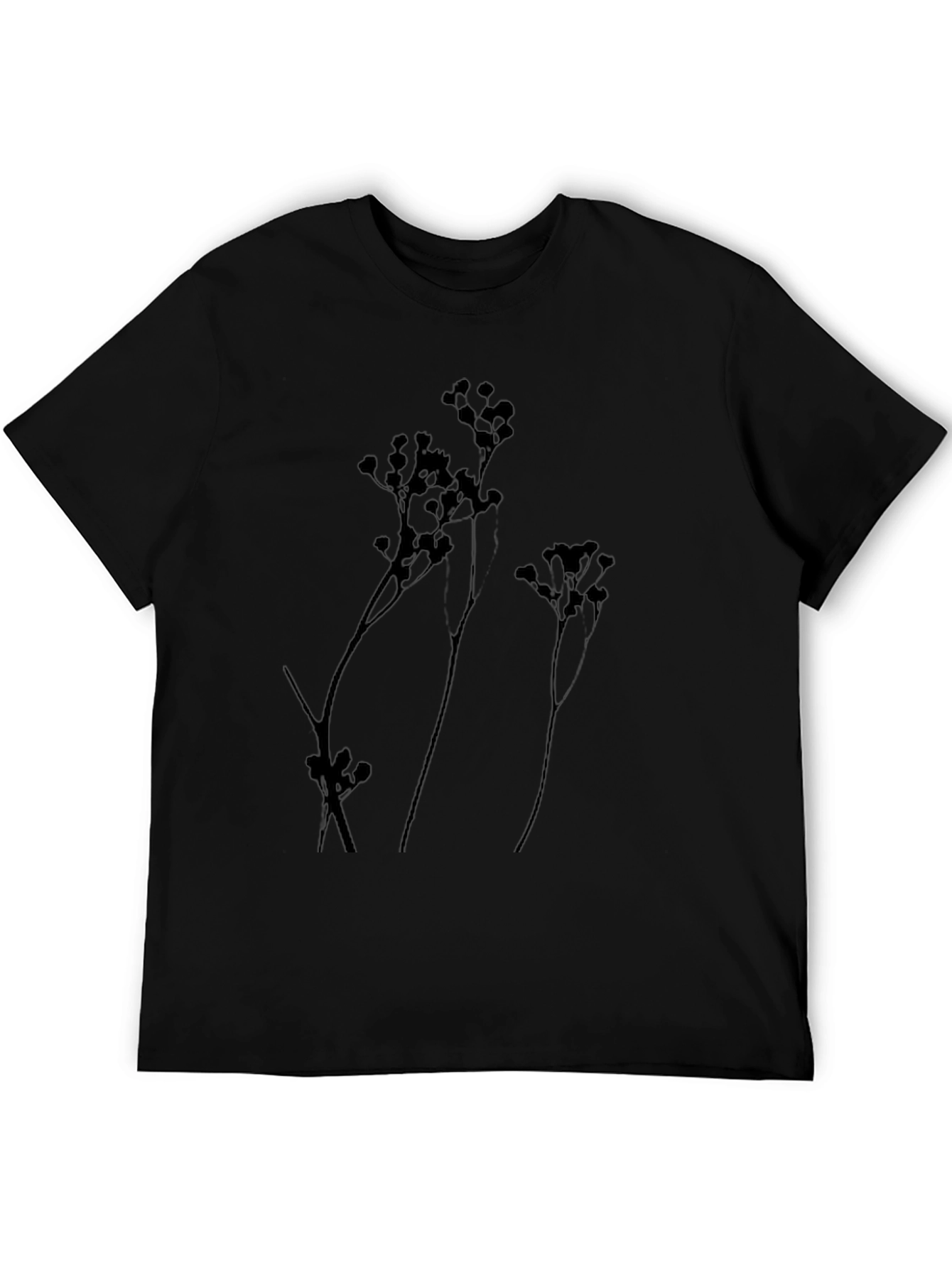 Botanical Silhouette Tee - Stylish Black Cotton Shirt
