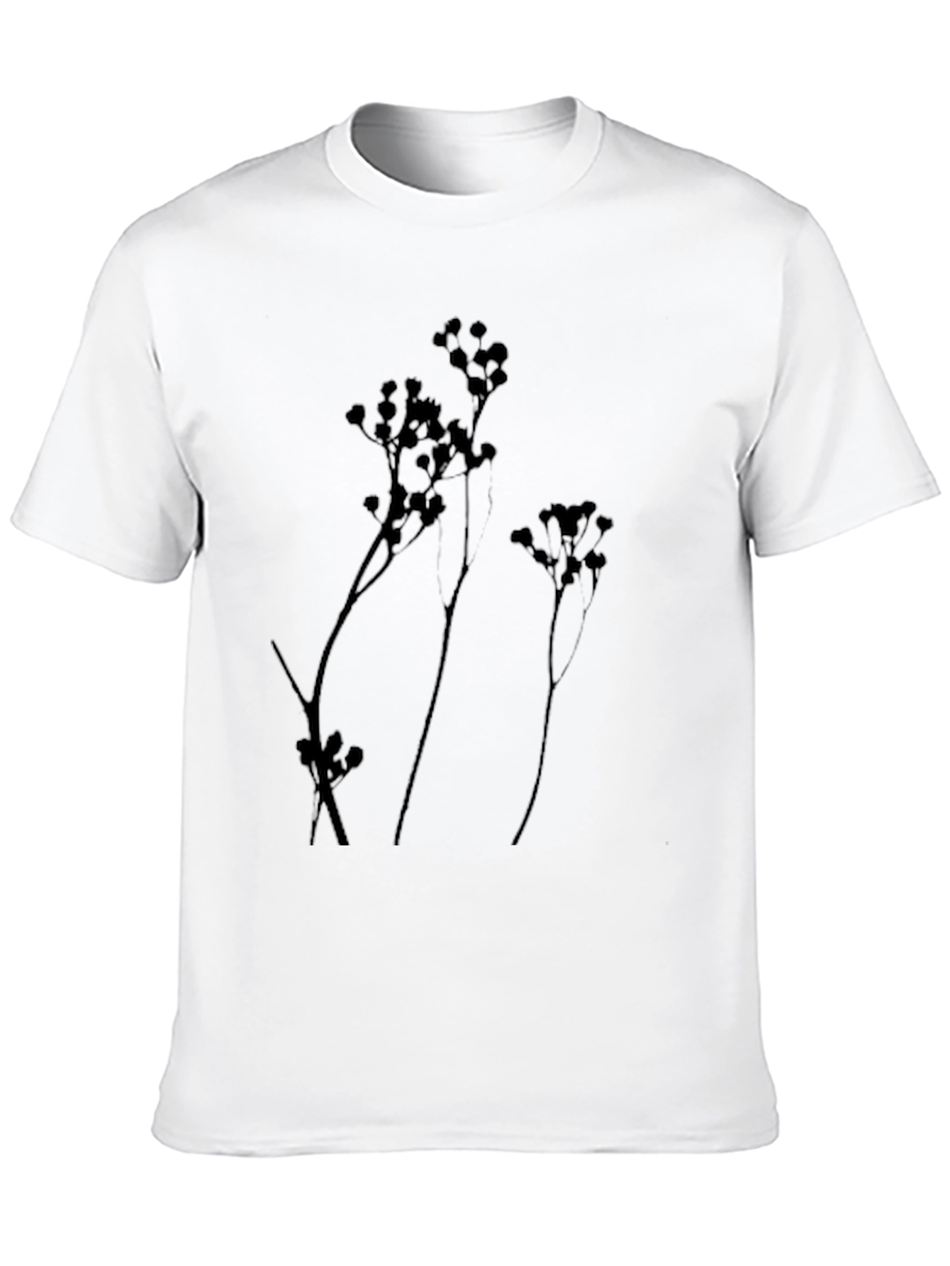 Botanical Silhouette Tee - Stylish Black Cotton Shirt