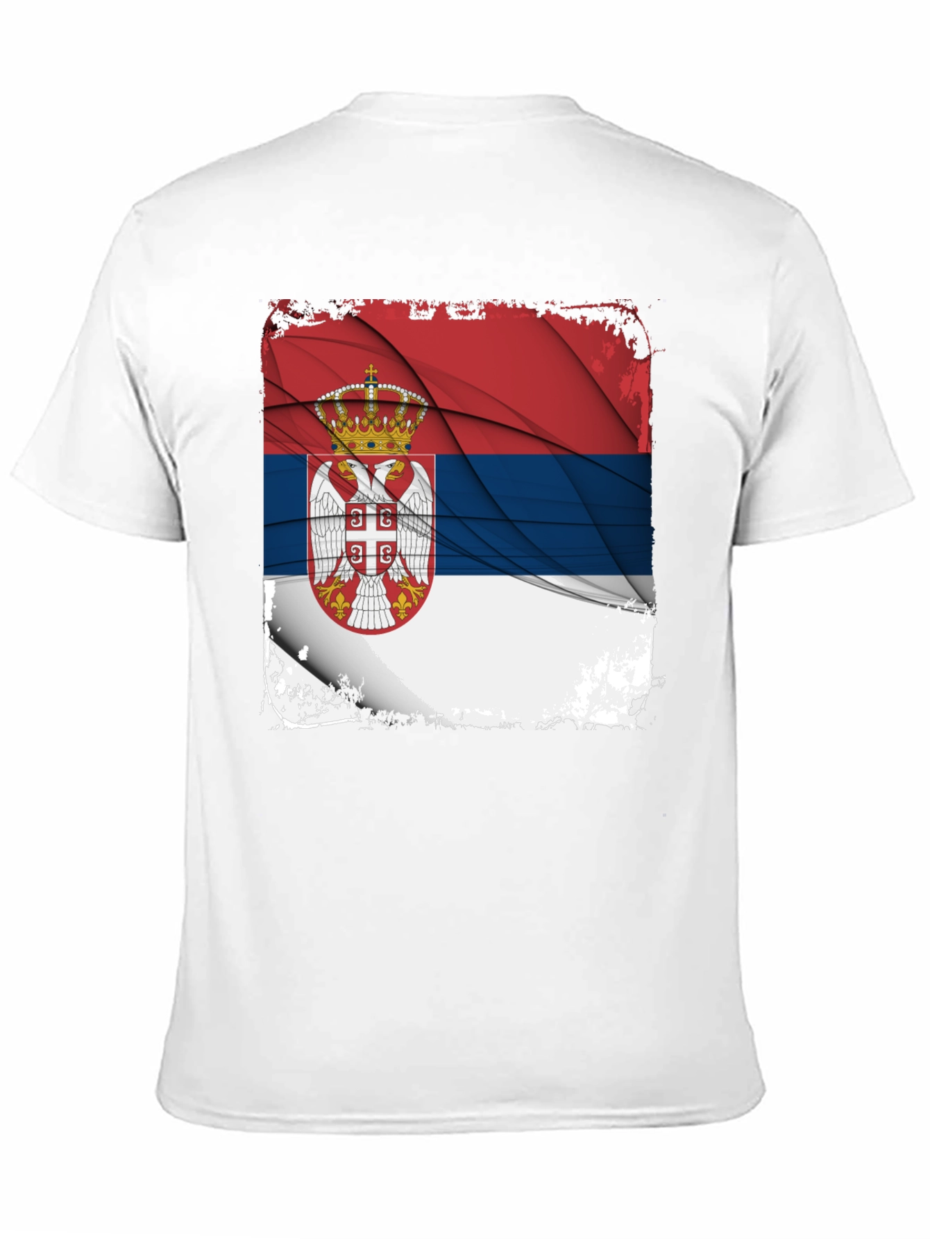 Serbia Flag Graphic Print Black T-Shirt