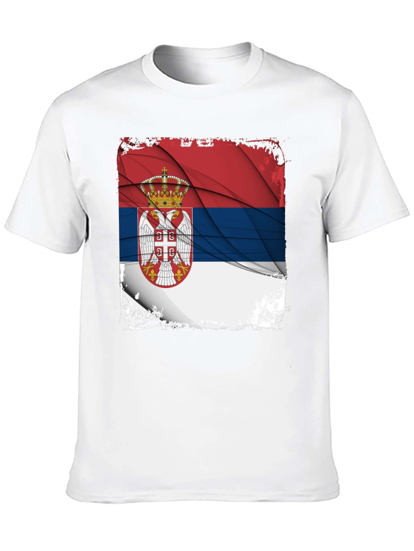 Serbia Flag Graphic Print Black T-Shirt