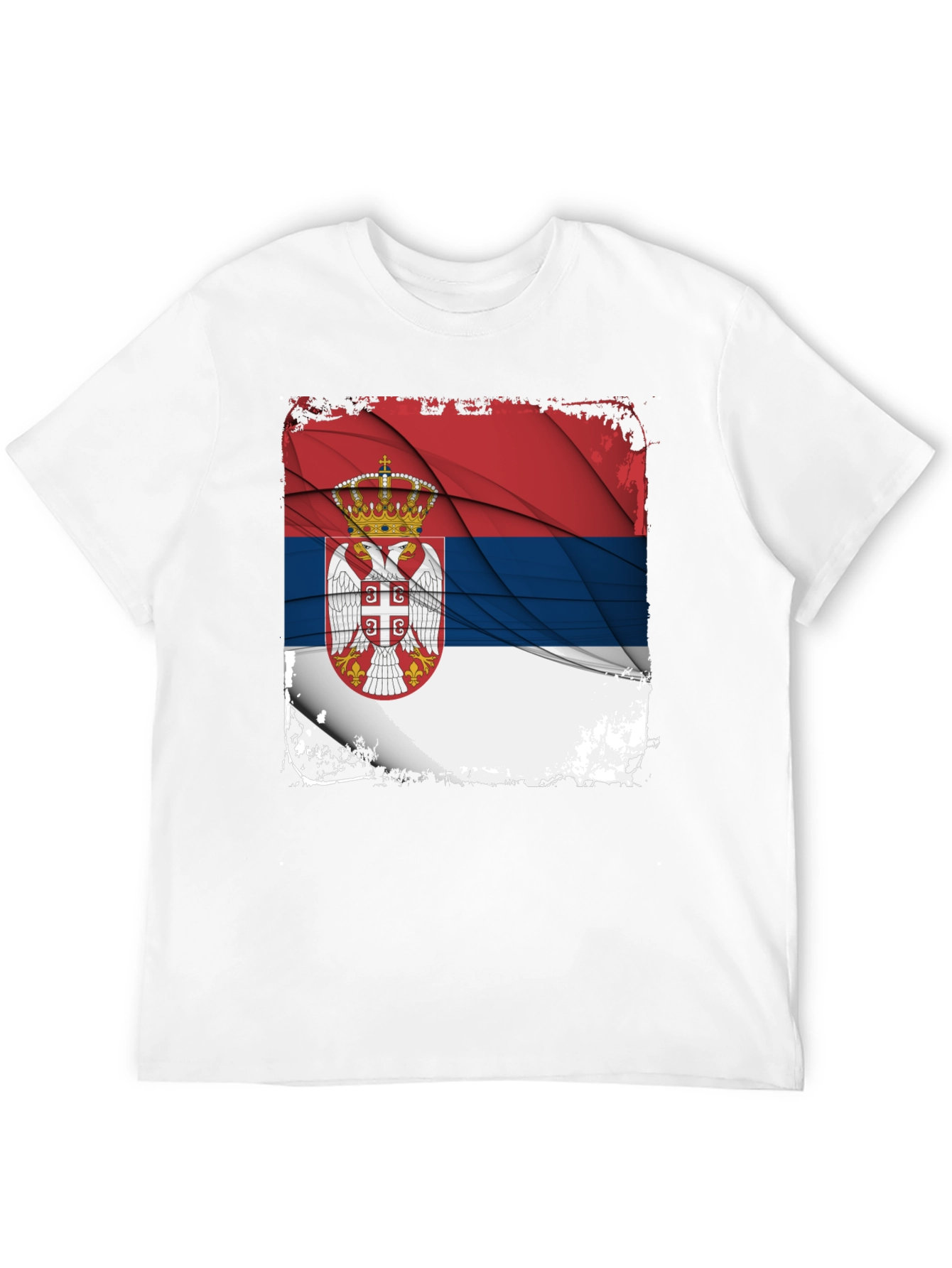 Serbia Flag Graphic Print Black T-Shirt