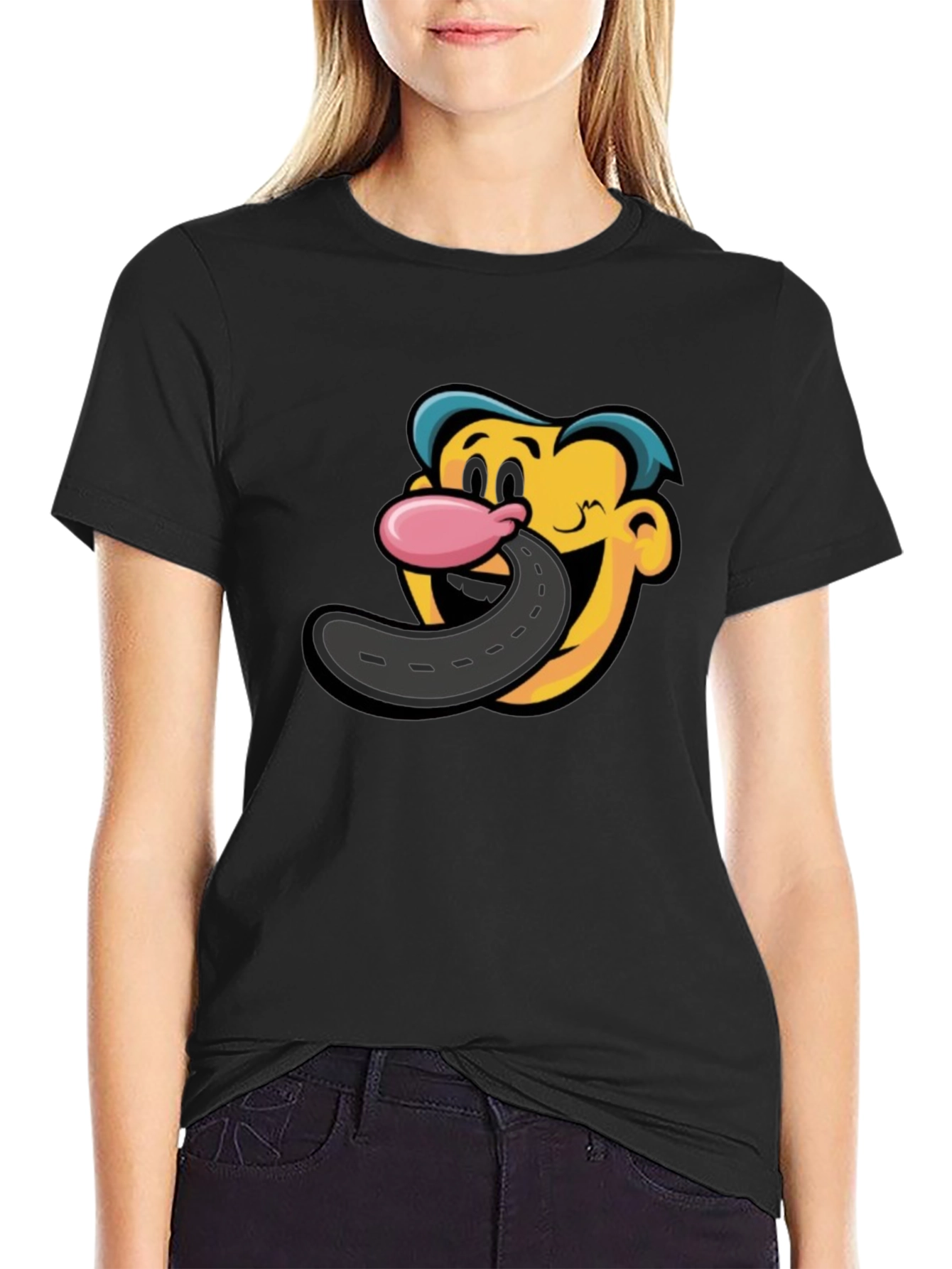 Cartoon Road Tongue T-Shirt