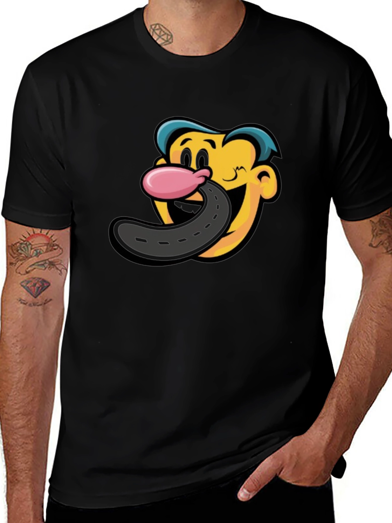 Cartoon Road Tongue T-Shirt