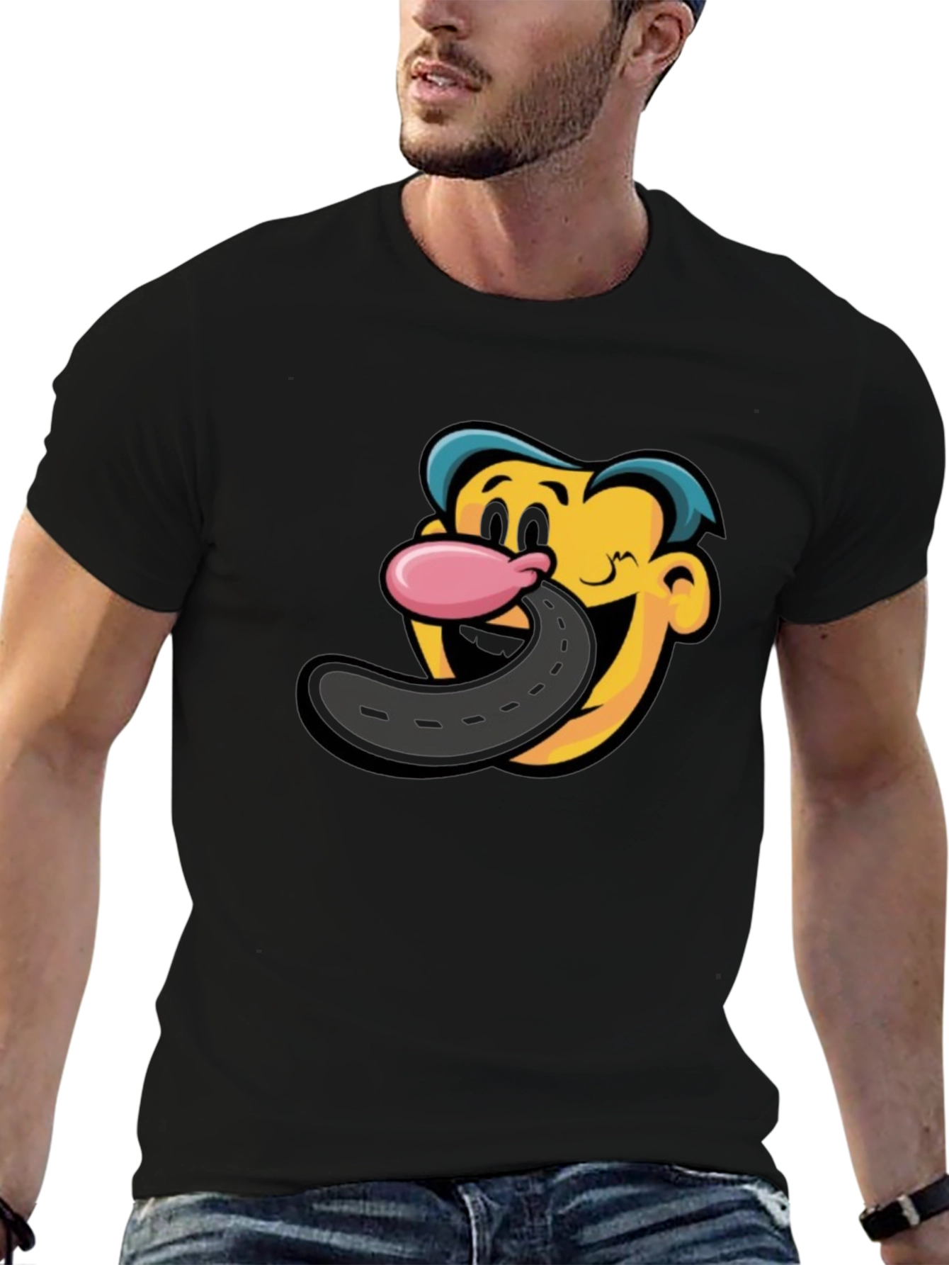 Cartoon Road Tongue T-Shirt