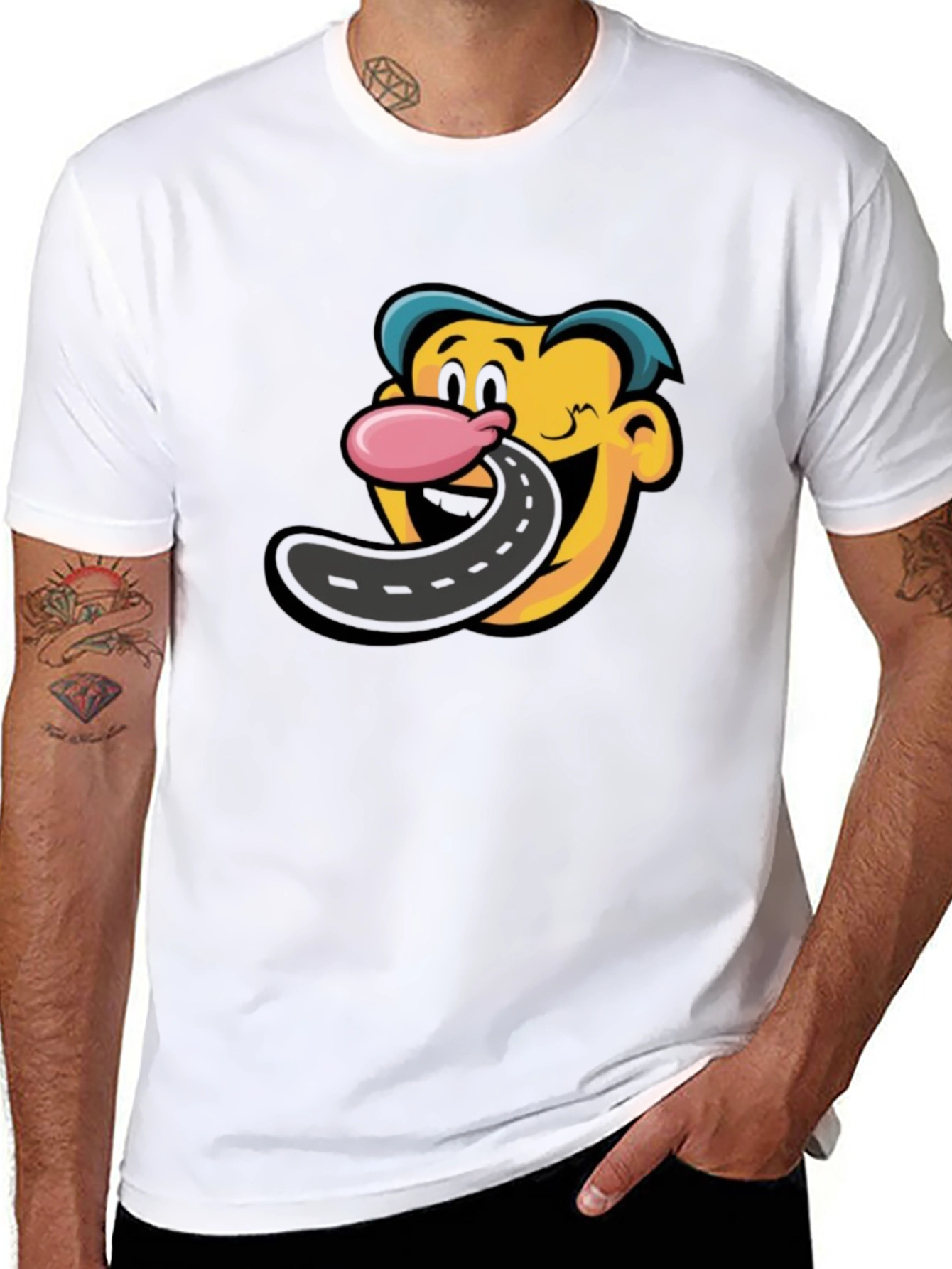 Cartoon Road Tongue T-Shirt