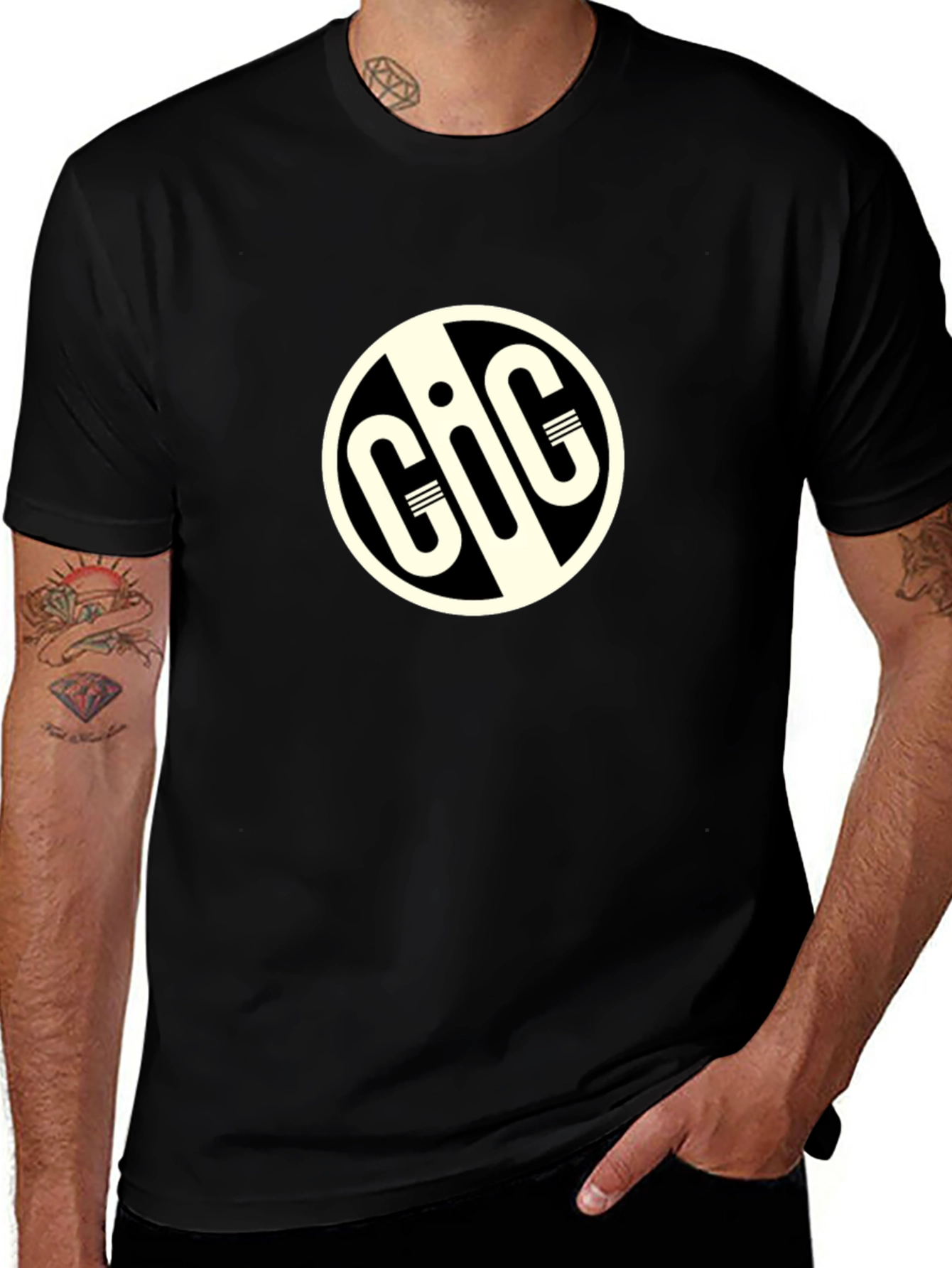 GIG Logo Black T-Shirt - Stylish Round Design