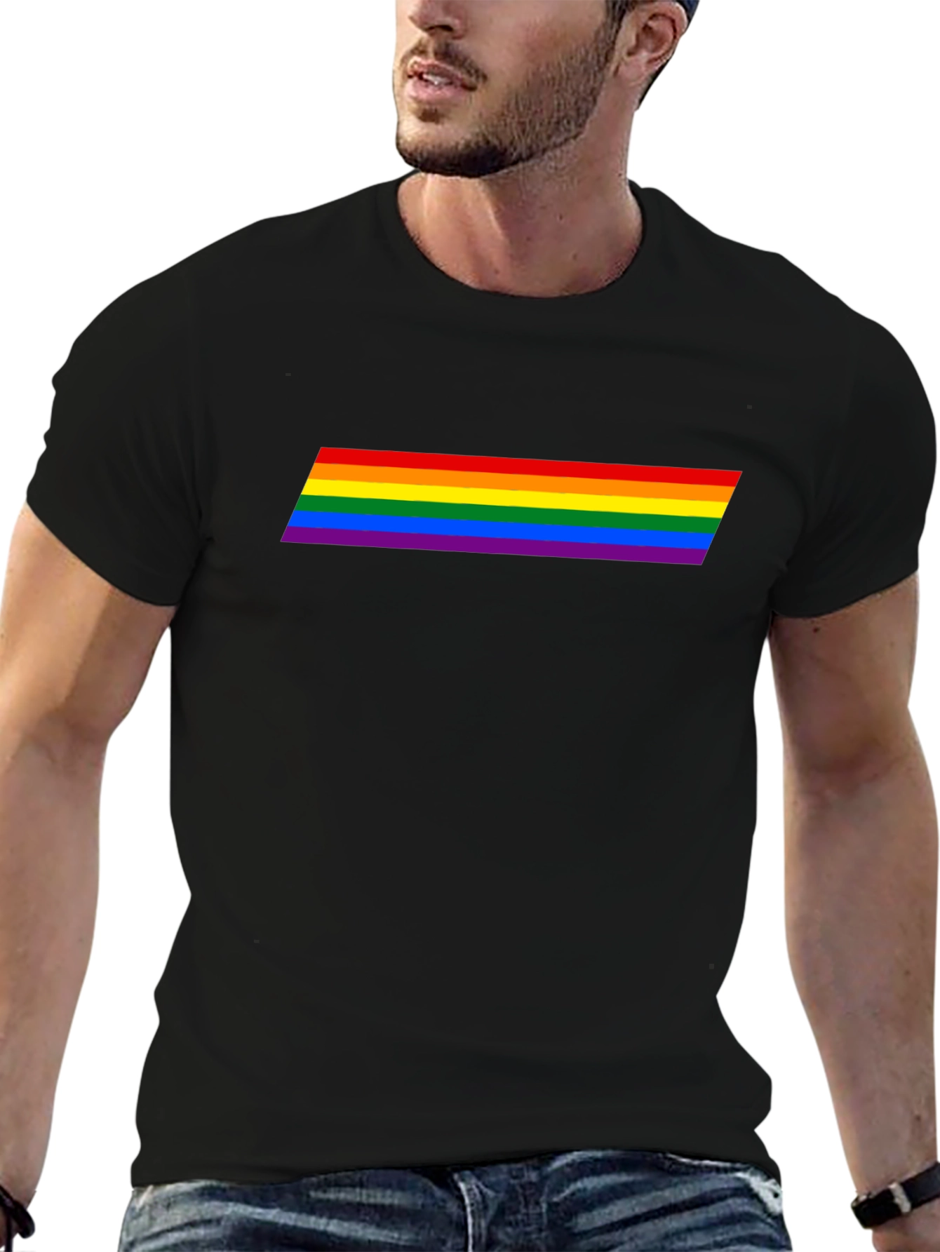 LGBT Pride Rainbow Stripe Black T-Shirt