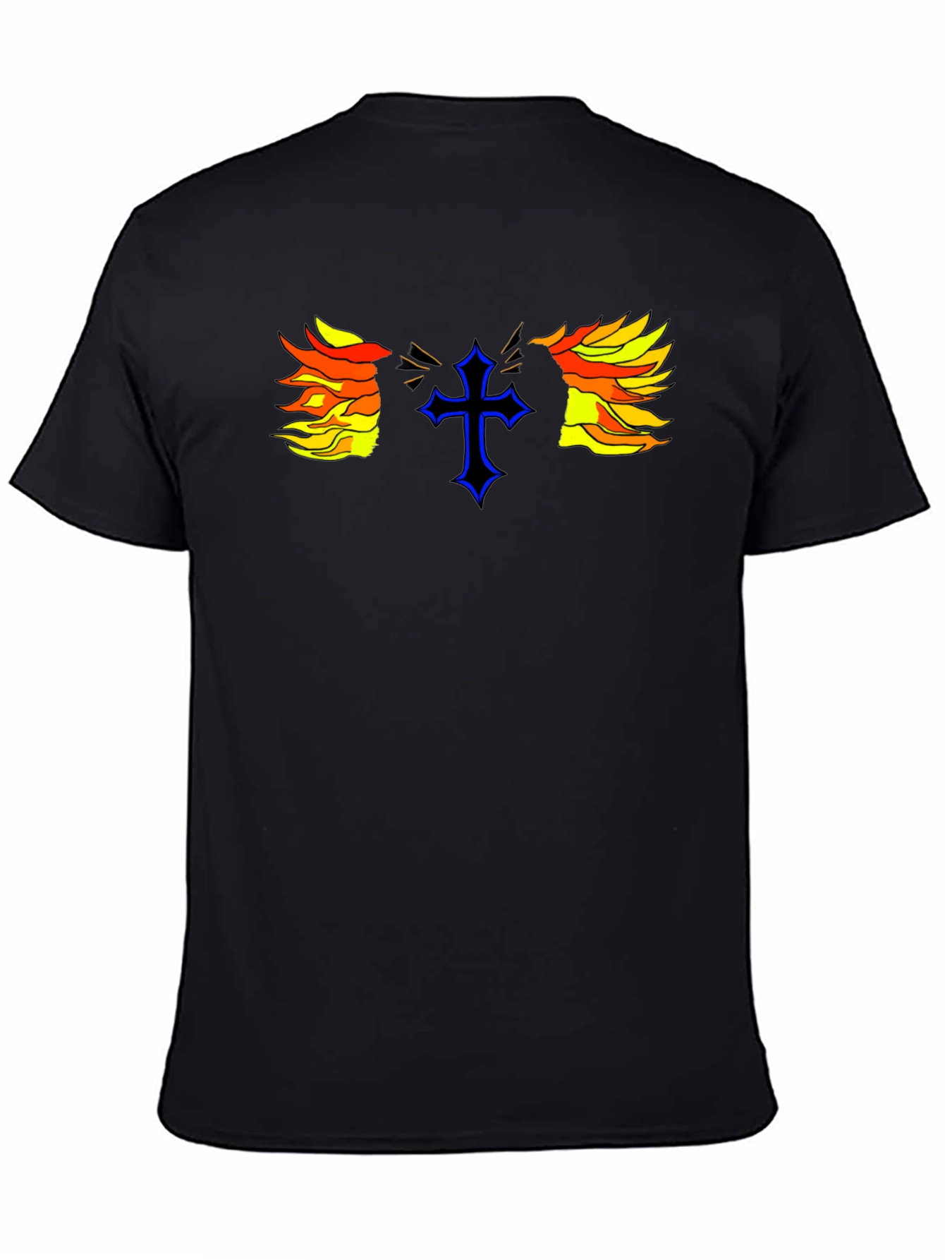 Fiery Cross Graphic Print Black T-Shirt