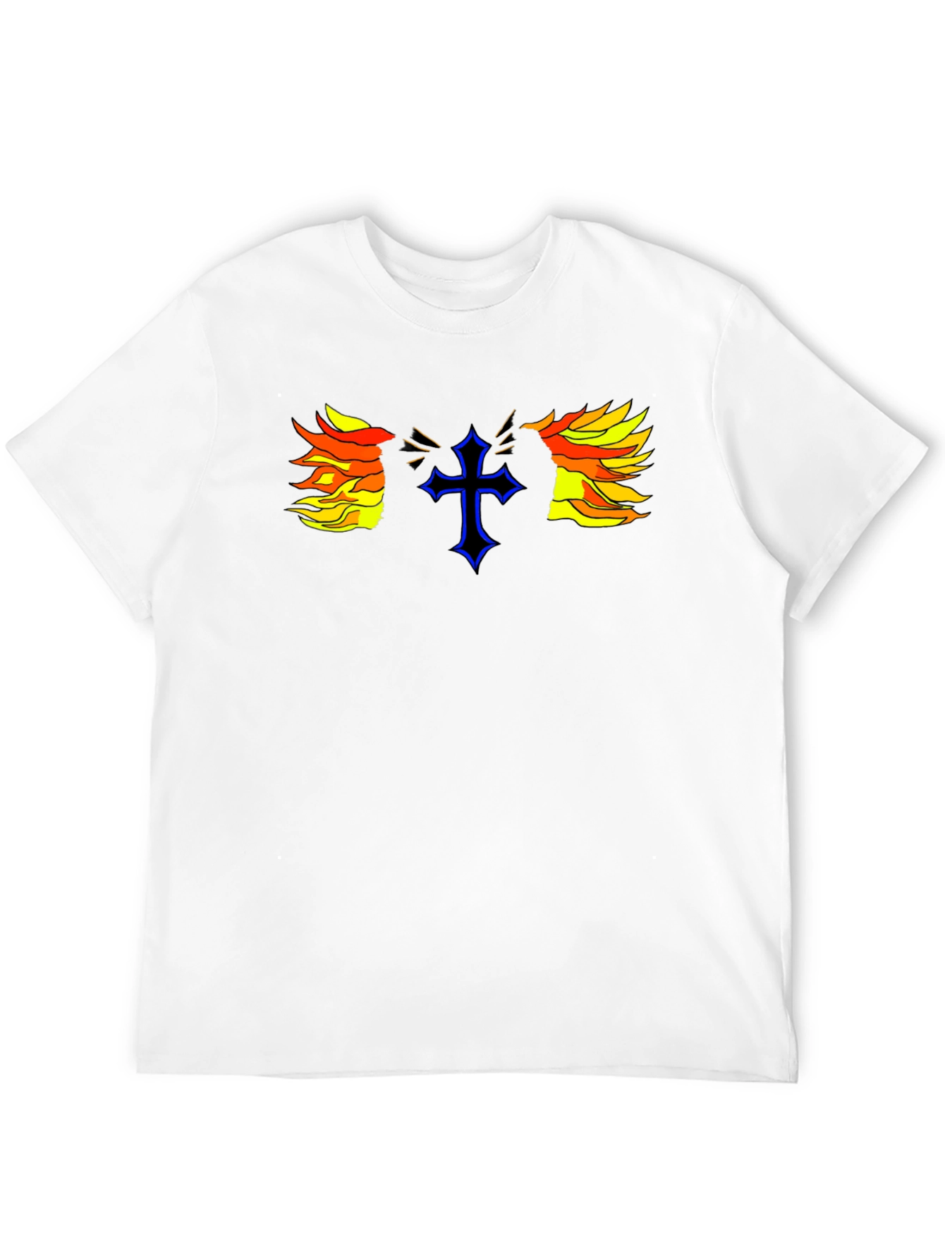 Fiery Cross Graphic Print Black T-Shirt