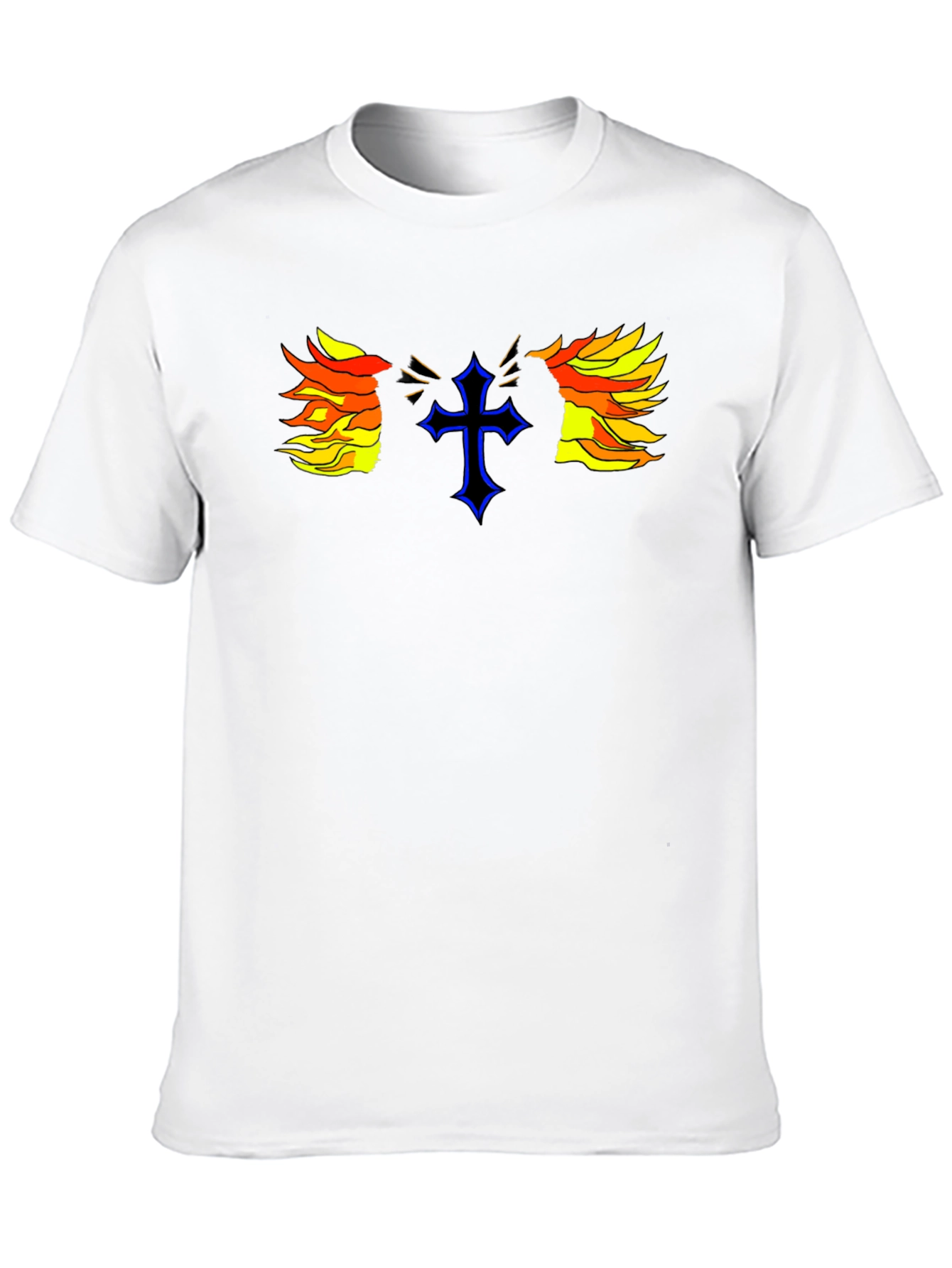 Fiery Cross Graphic Print Black T-Shirt
