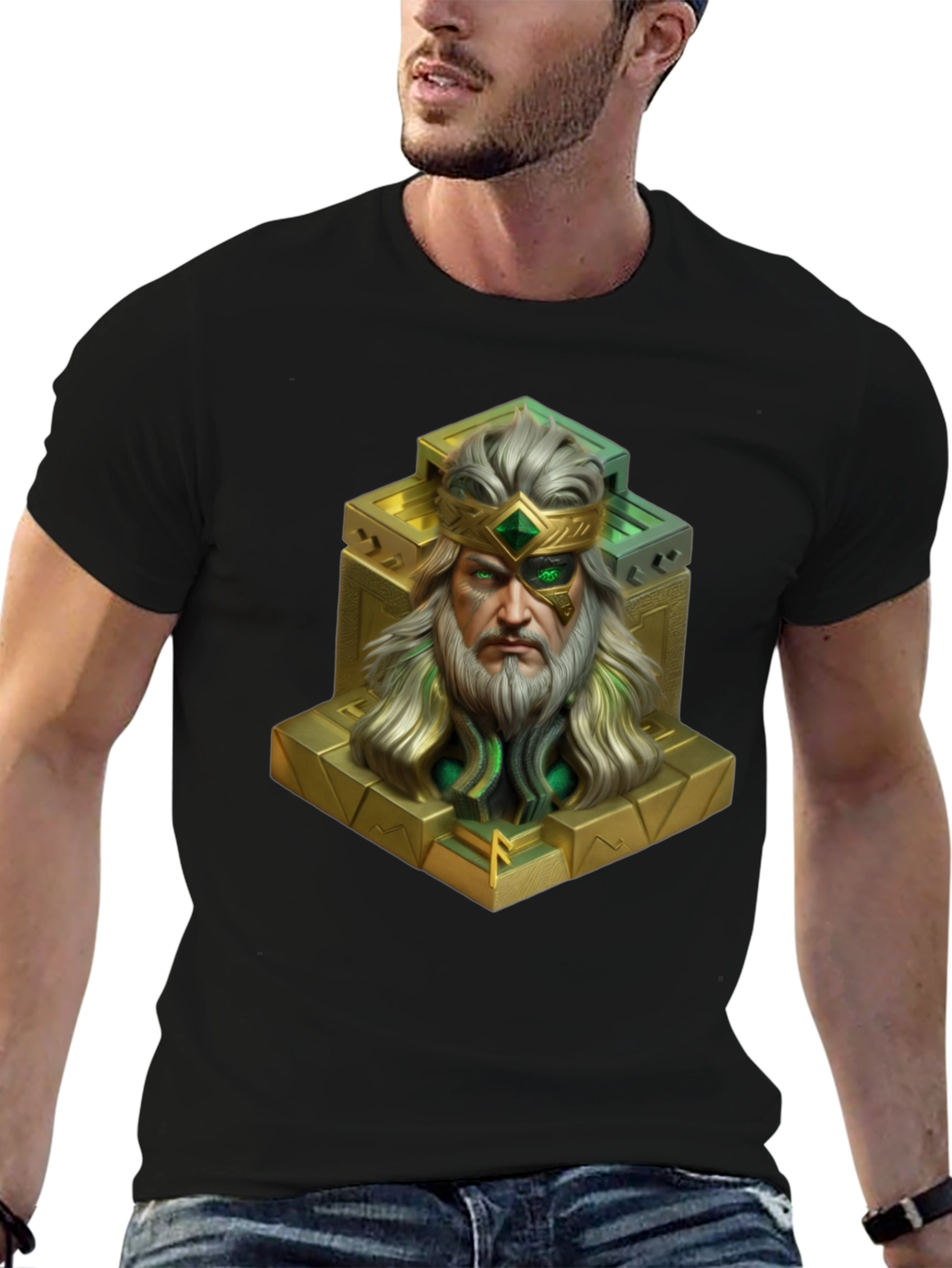 King Statue Graphic Tee - Unique Design Black T-Shirt