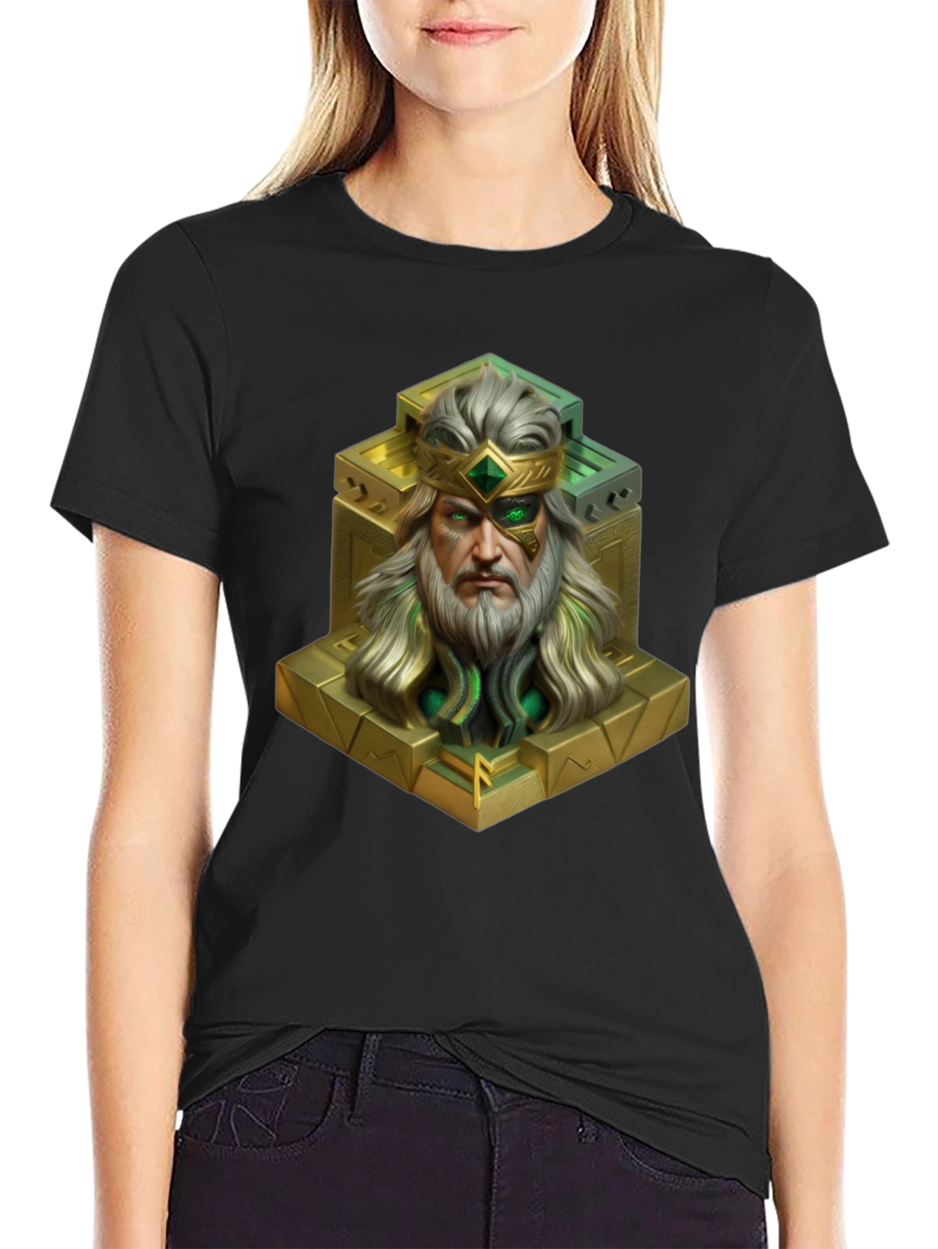 King Statue Graphic Tee - Unique Design Black T-Shirt