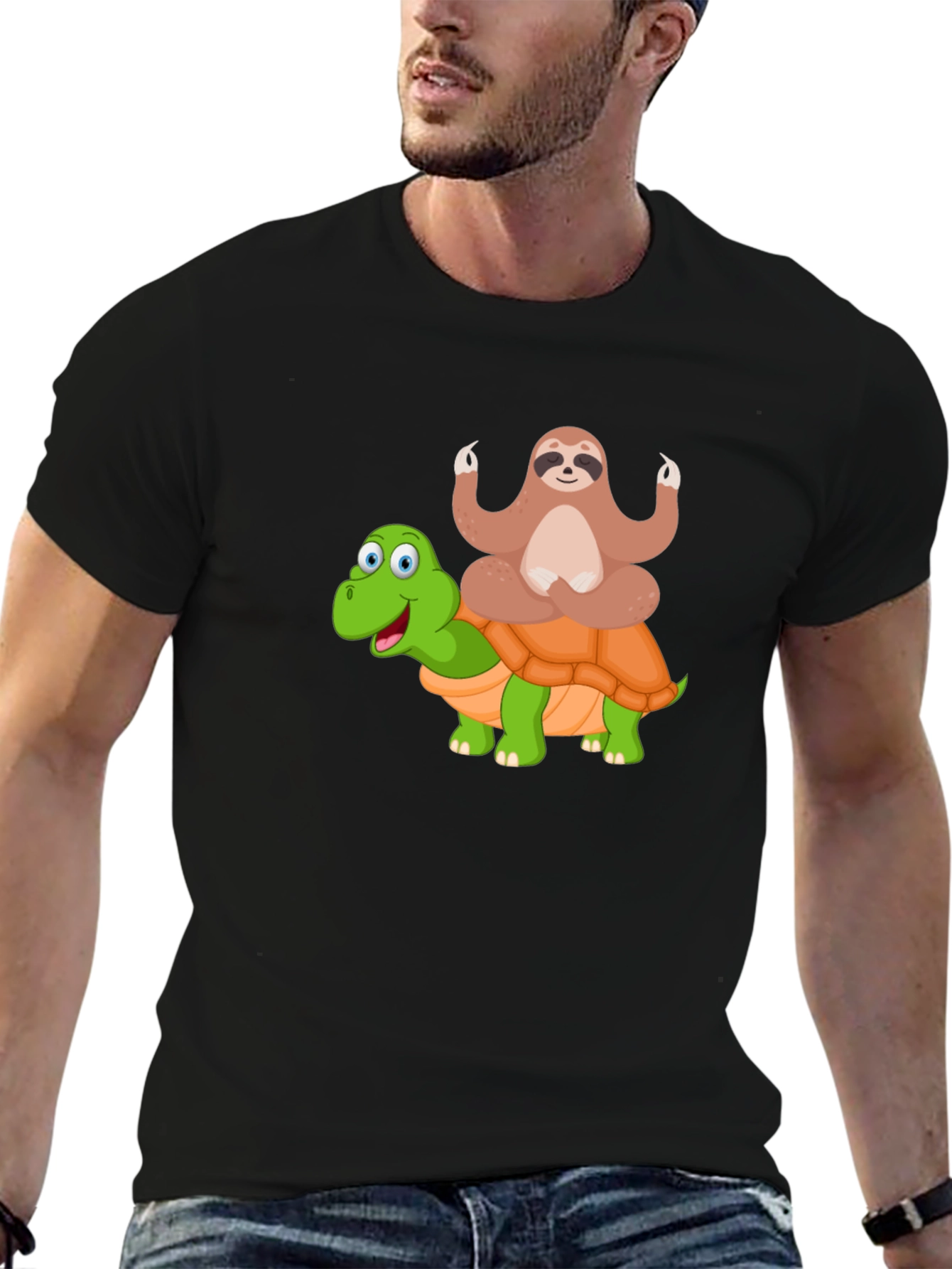 Sloth Meditating on Turtle T-Shirt