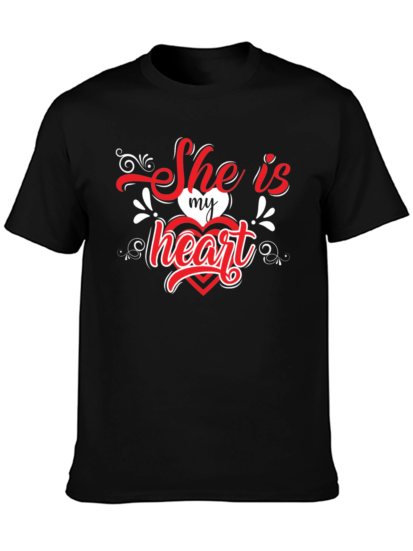 She is My Heart Valentines Black T-Shirt