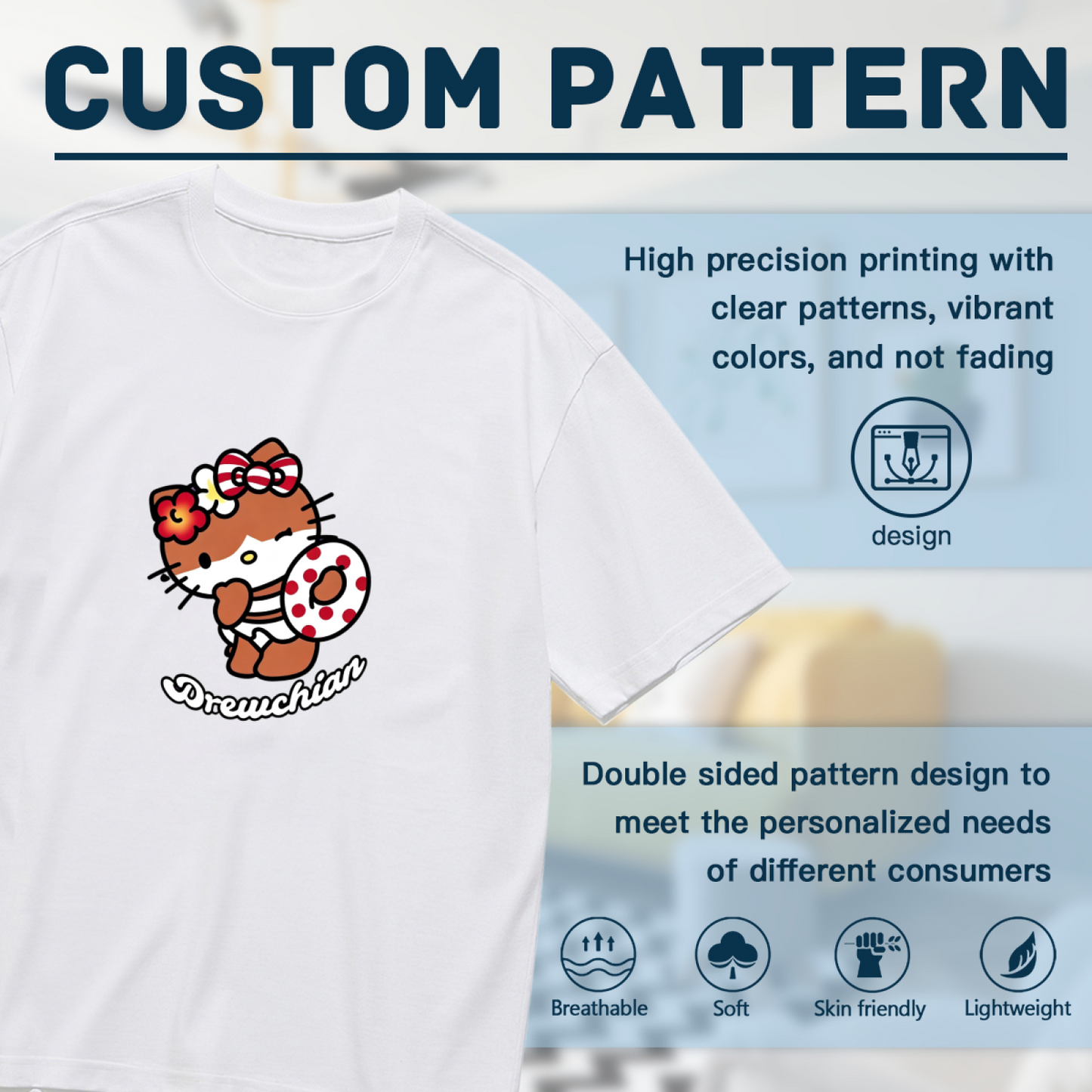 Fashion Art Pattern Casual Plus Size Women Short Sleeve Tee