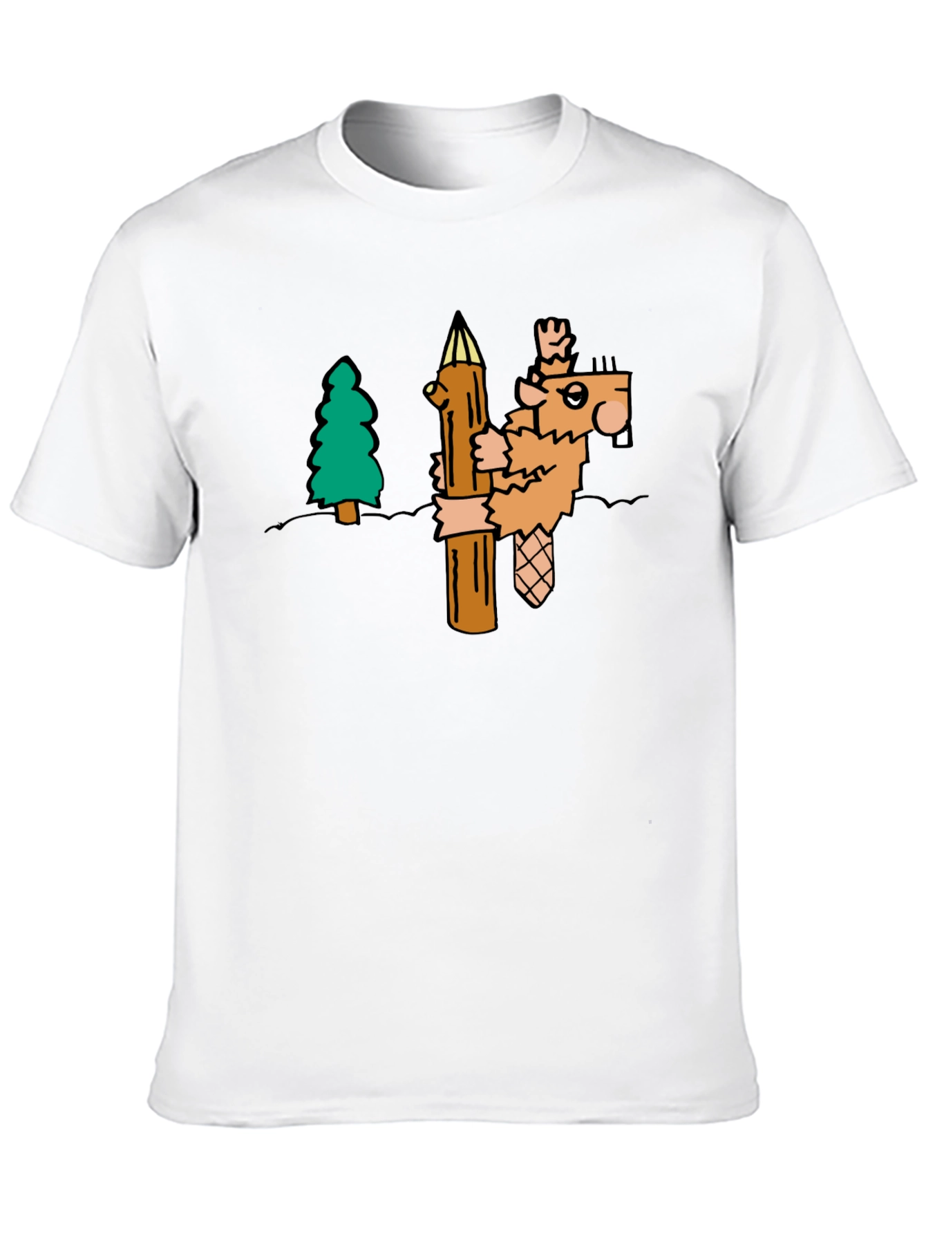 Funny Cartoon Beaver T-Shirt - Black