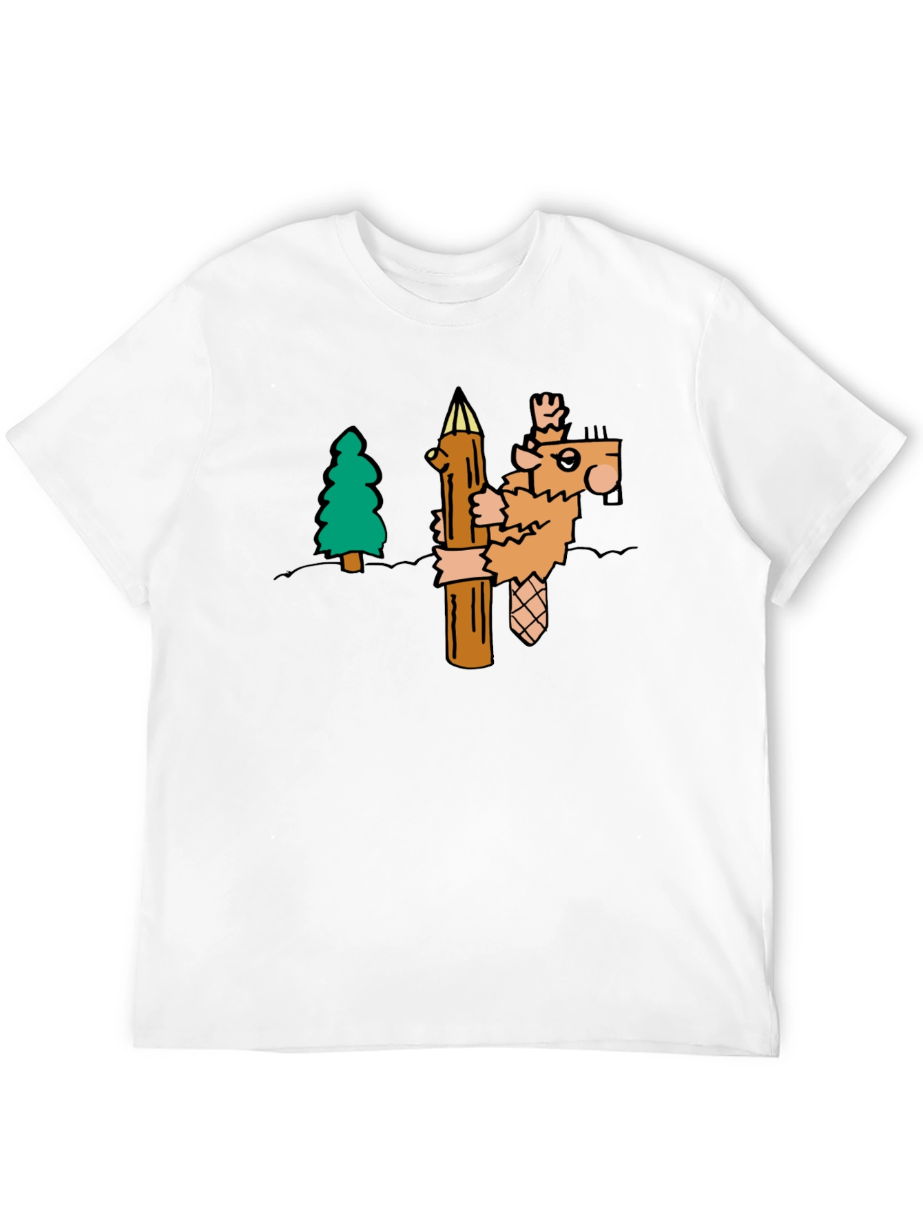 Funny Cartoon Beaver T-Shirt - Black