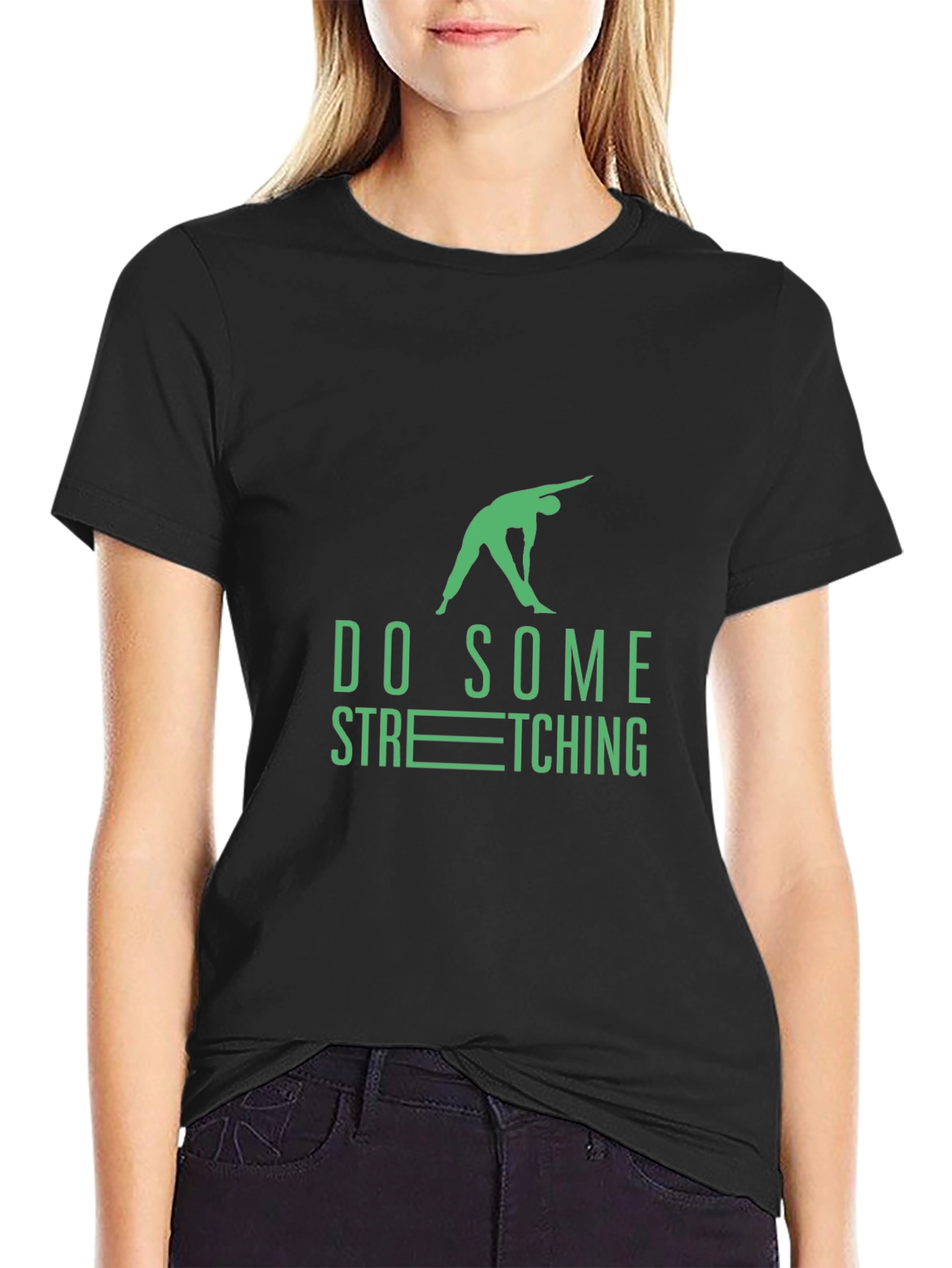 Do Some Stretching Black Graphic Tee