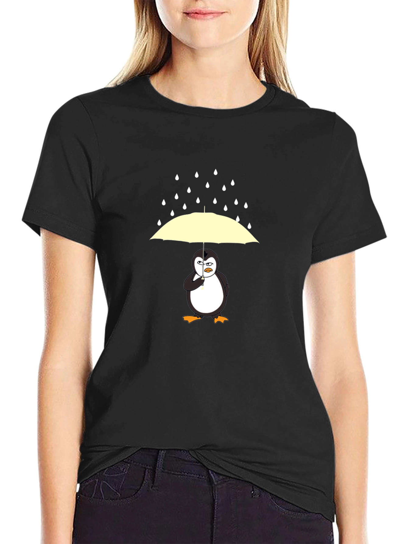 Penguin Umbrella Graphic Tee - Mens Black T-Shirt